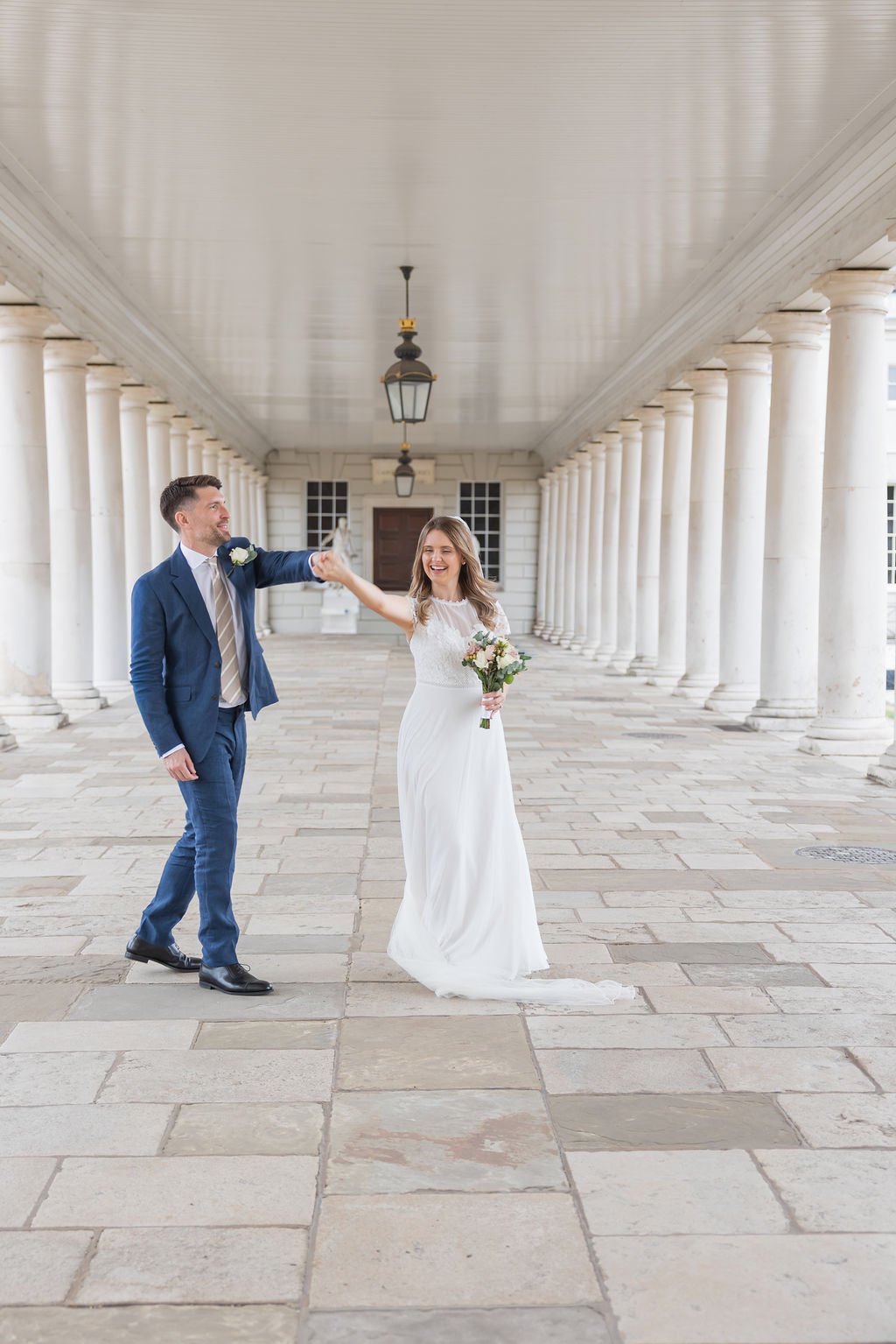 Bride and groom portrait at Queen’s House Greenwich