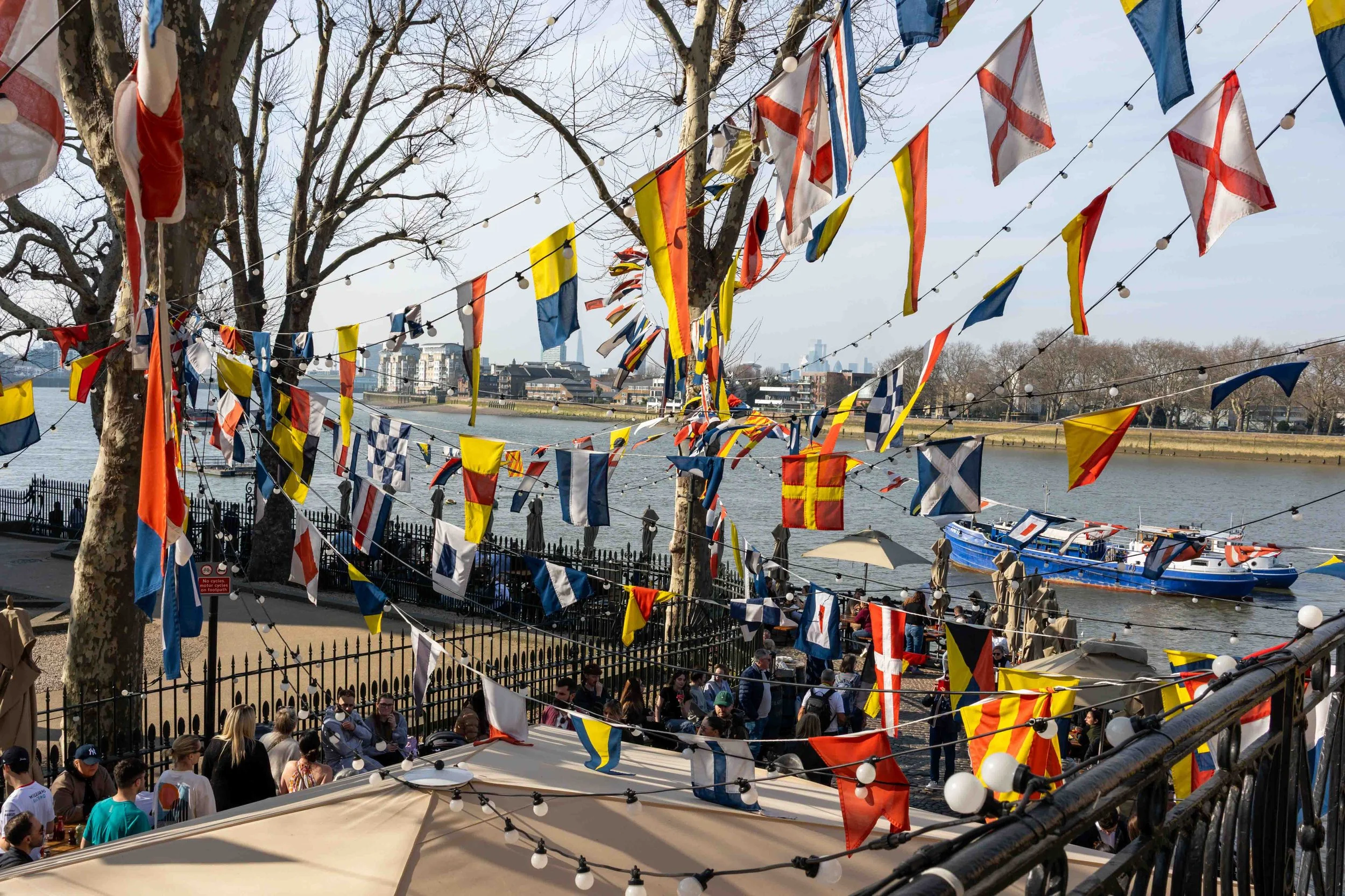 Riverside view in Greenwich near Trafalgar Tavern wedding venue