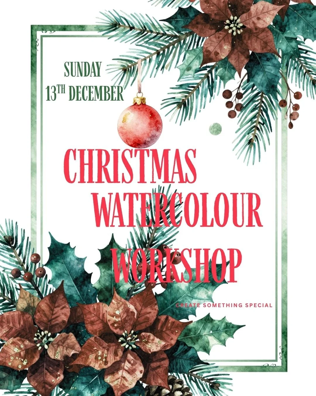 CHRISTMAS WATERCOLOUR  WORKSHOP for ADULTS (Beginners and Improvers)