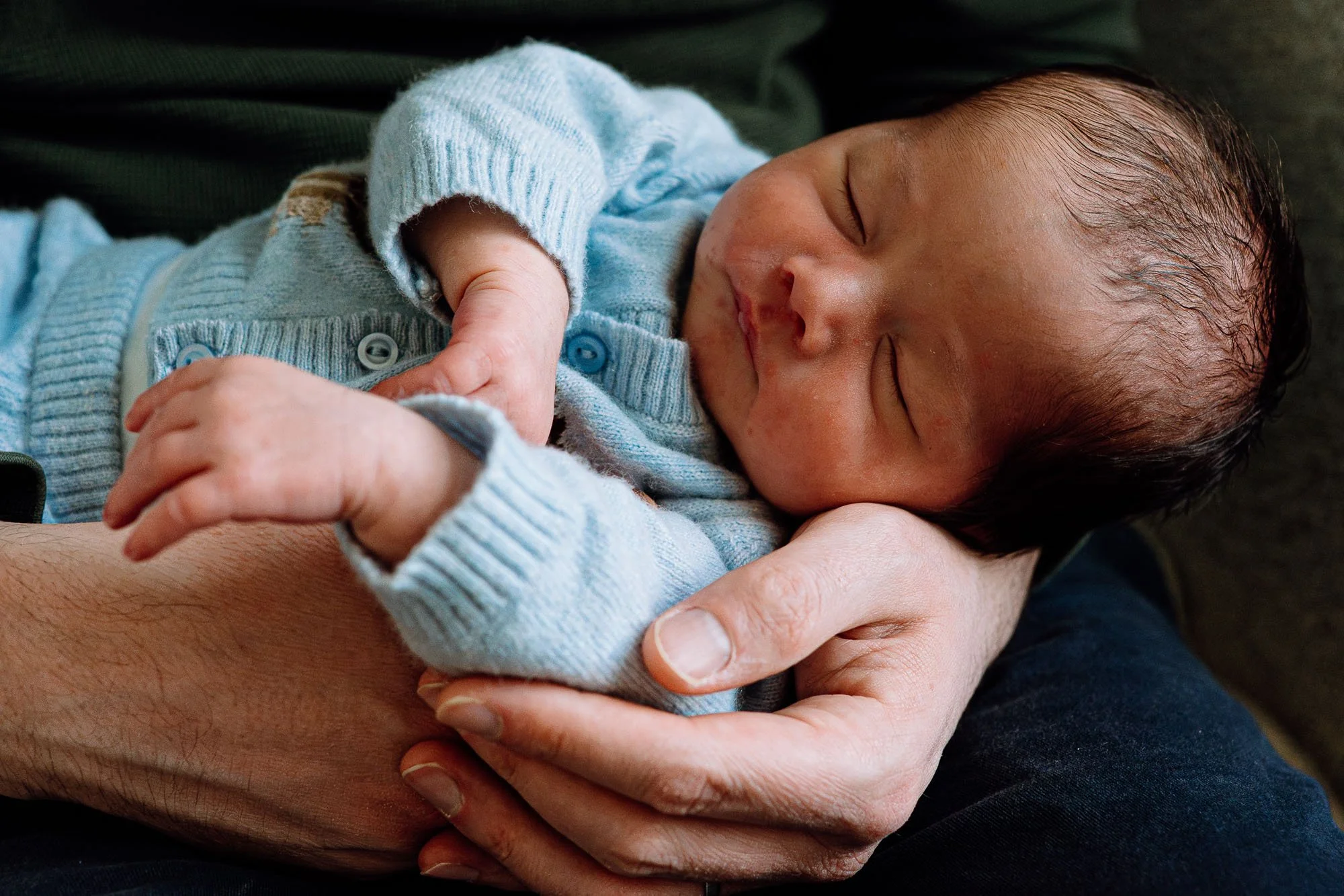 Baby sleeping during at home newborn photoshoot in Balham, South London.