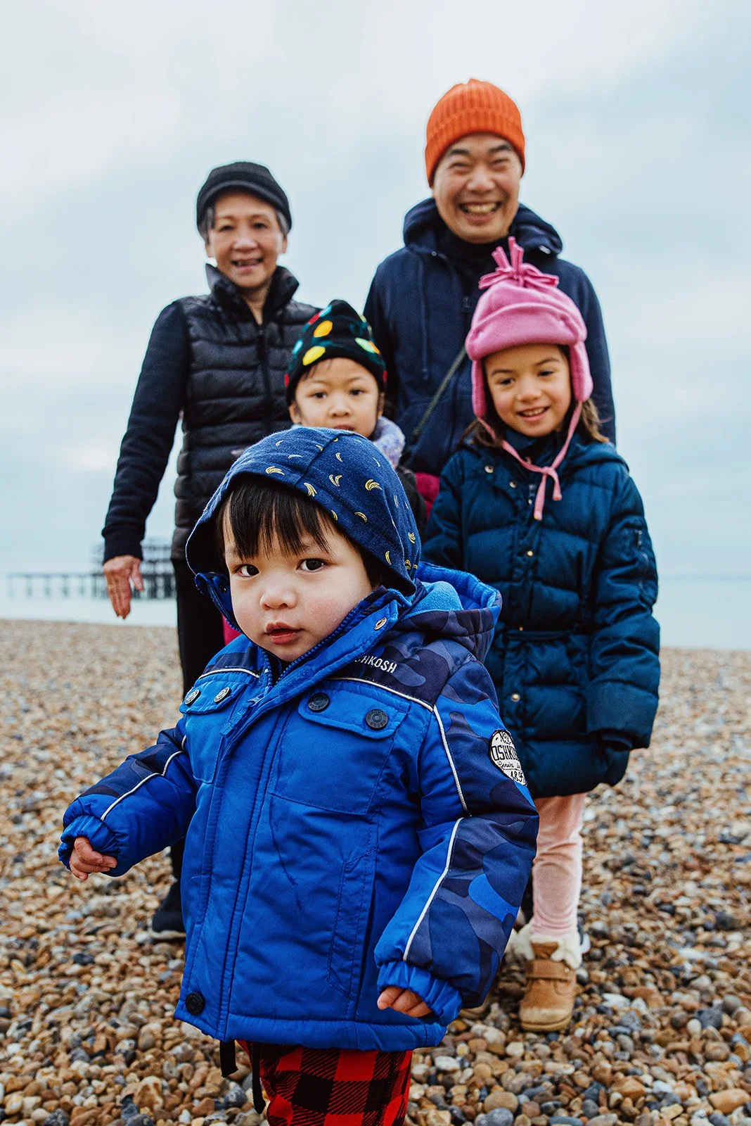 Beach family photoshoot on Boxing Day on Hove beach.