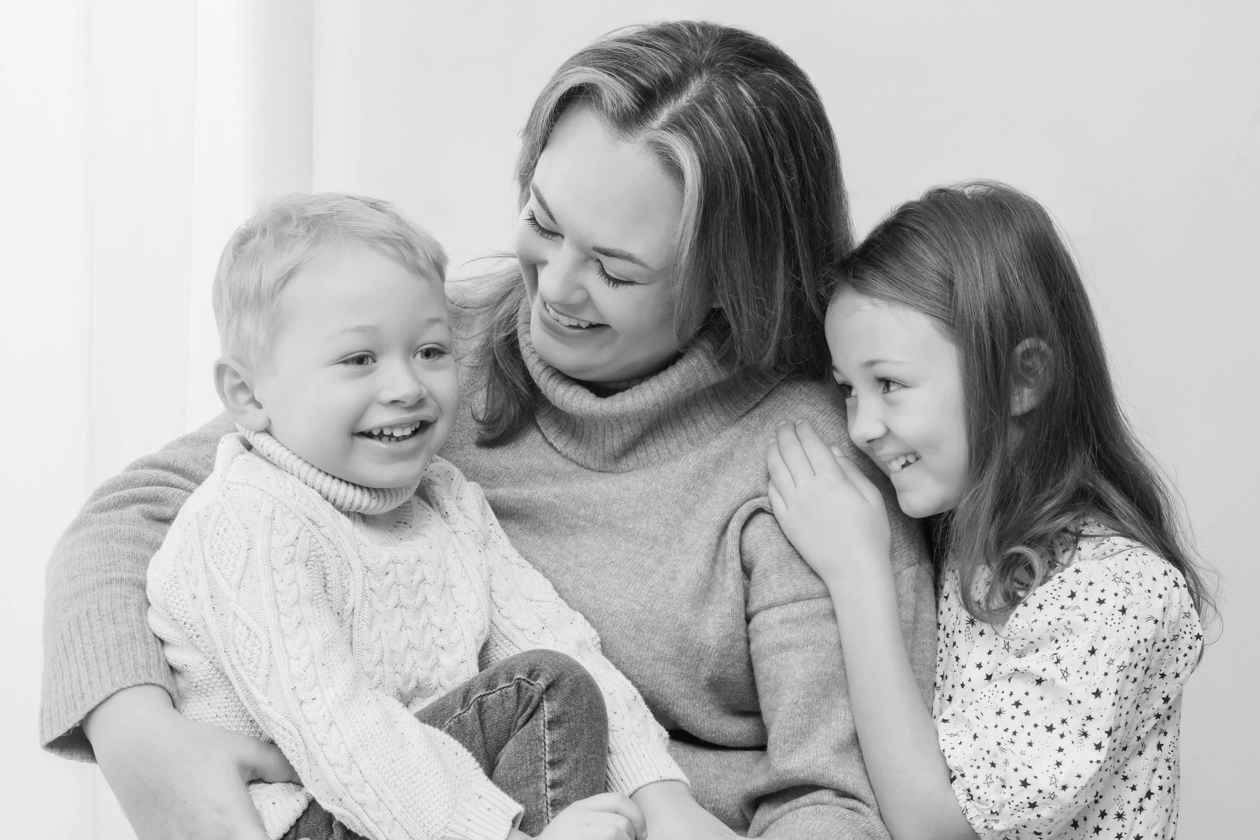 Mum and kids in photo studio 