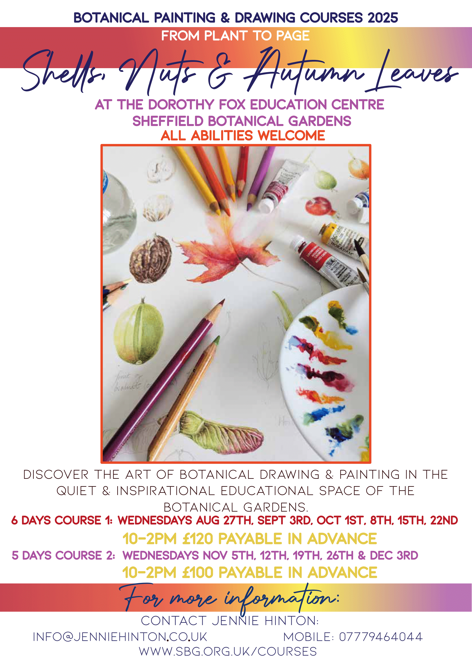 Shells, Nuts and Autumn Leaves Botanical Painting and Drawing Courses - 5 date course