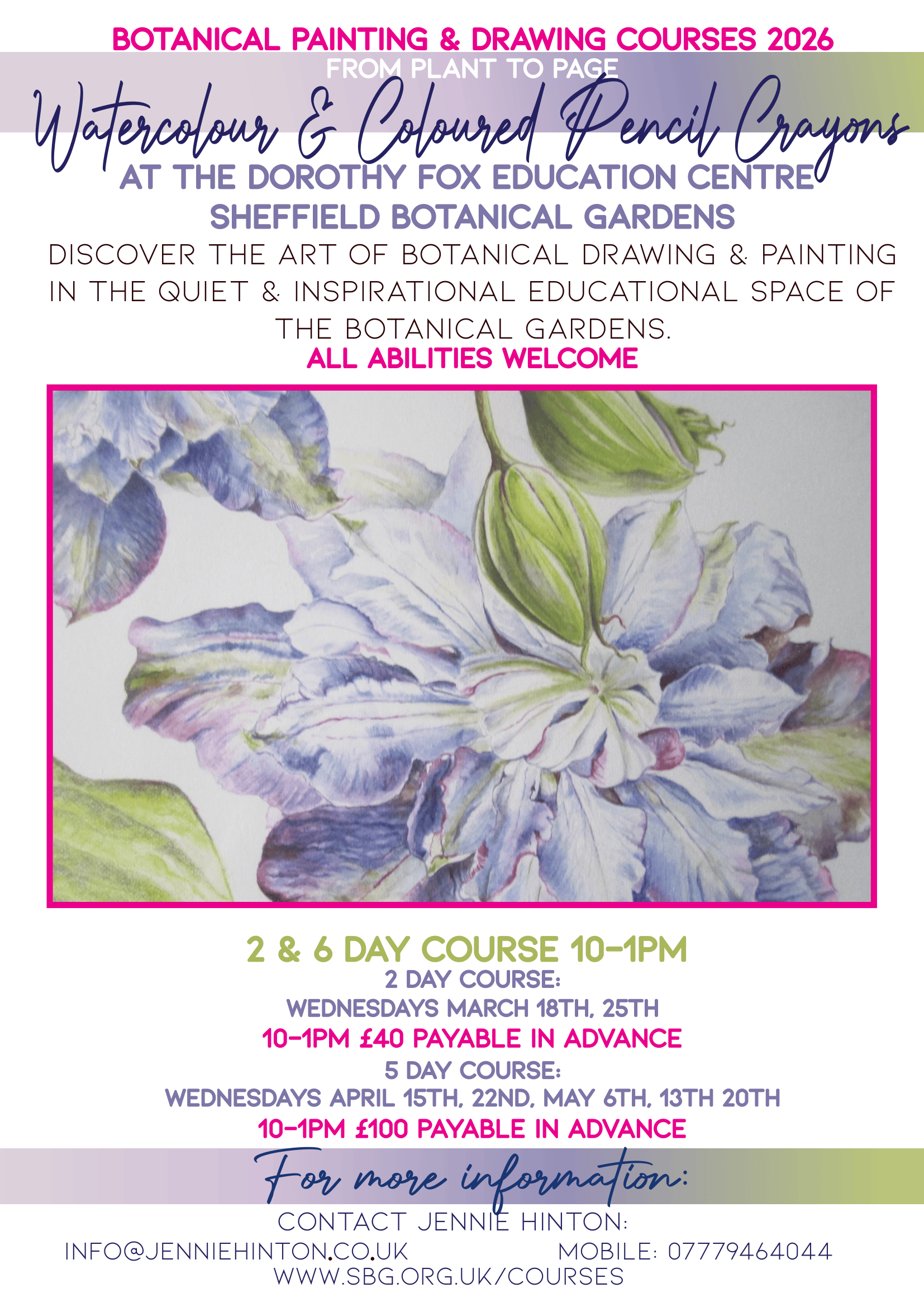 Botanical Watercolour and Coloured Pencil Crayons - 2 date course