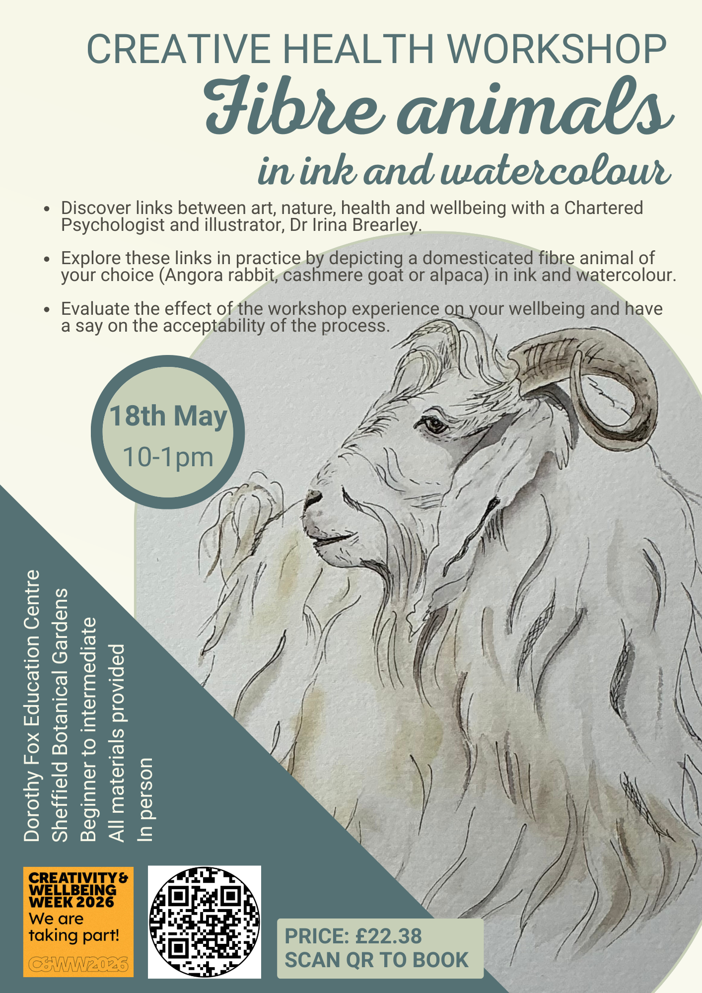 Creative Health Workshop: Illustrate Animals in ink and watercolour