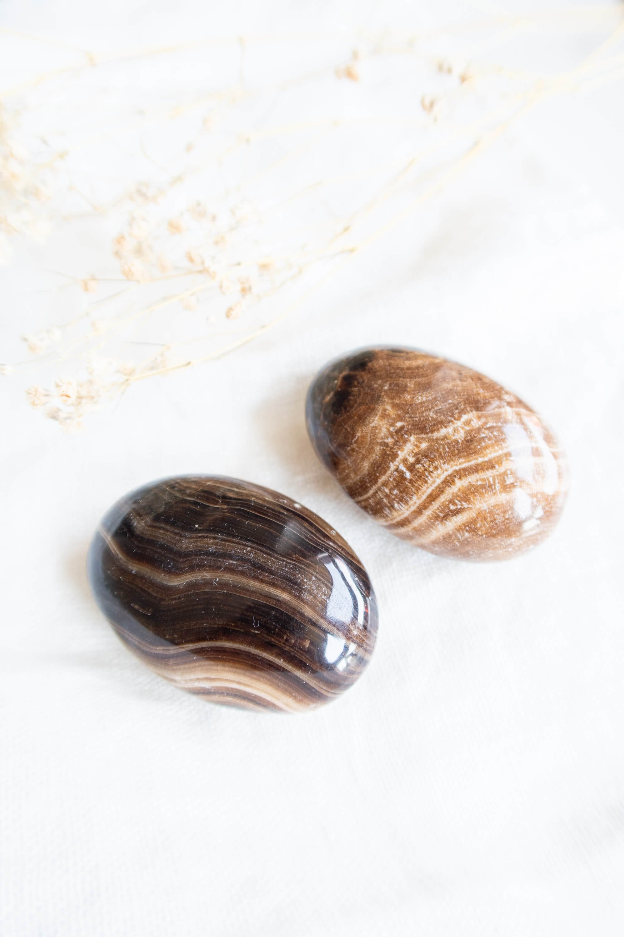 Palm stone di Calcite Cioccolato