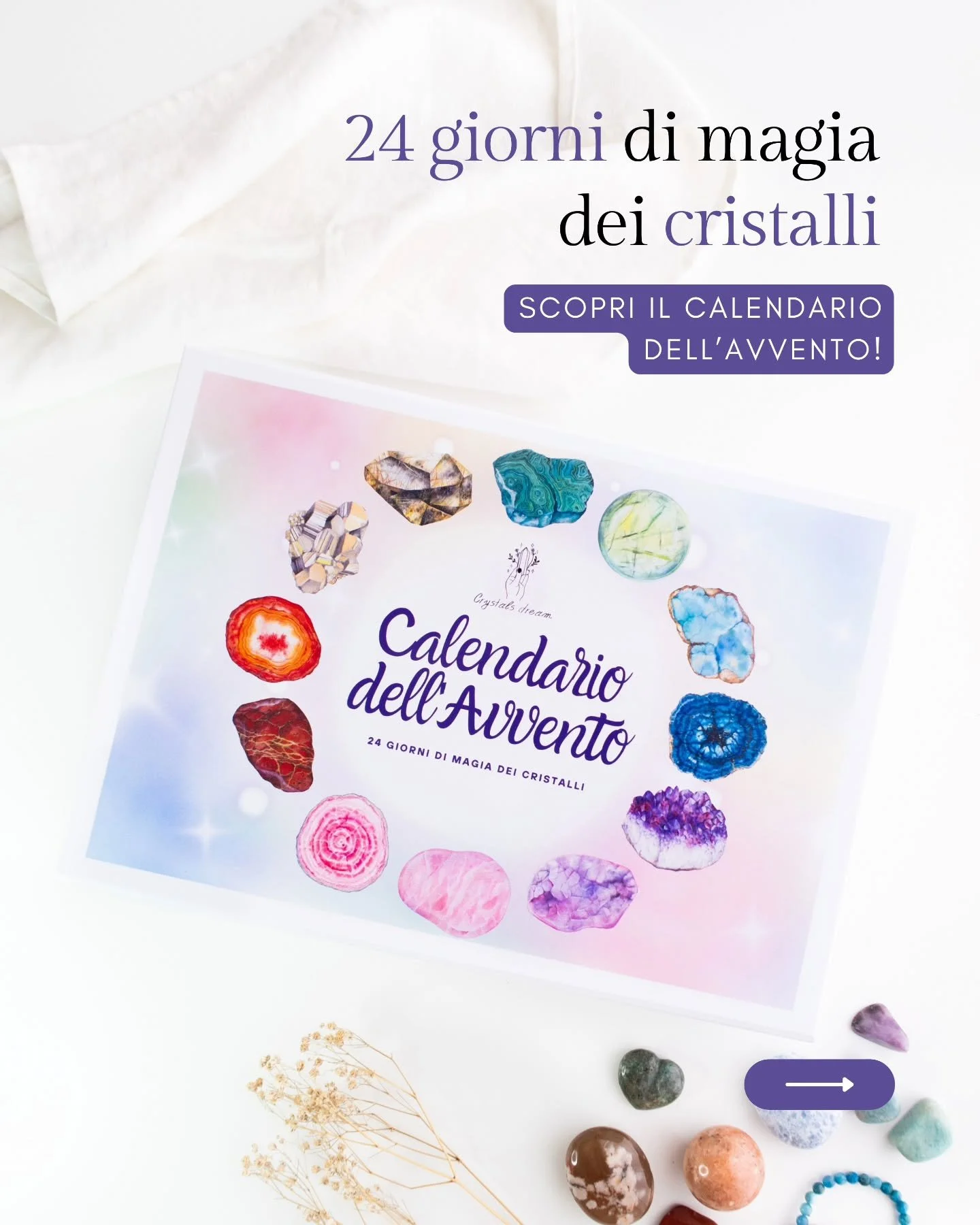 ✨ Calendario dell'Avvento 2025 ✨️
Il Calendario dell’Avvento di Crystals Dream è diventato un vero e proprio rituale per tantissime persone: un modo magico di vivere l'attesa del Natale grazie all'energia dei cristalli! 🌟 E anche quest