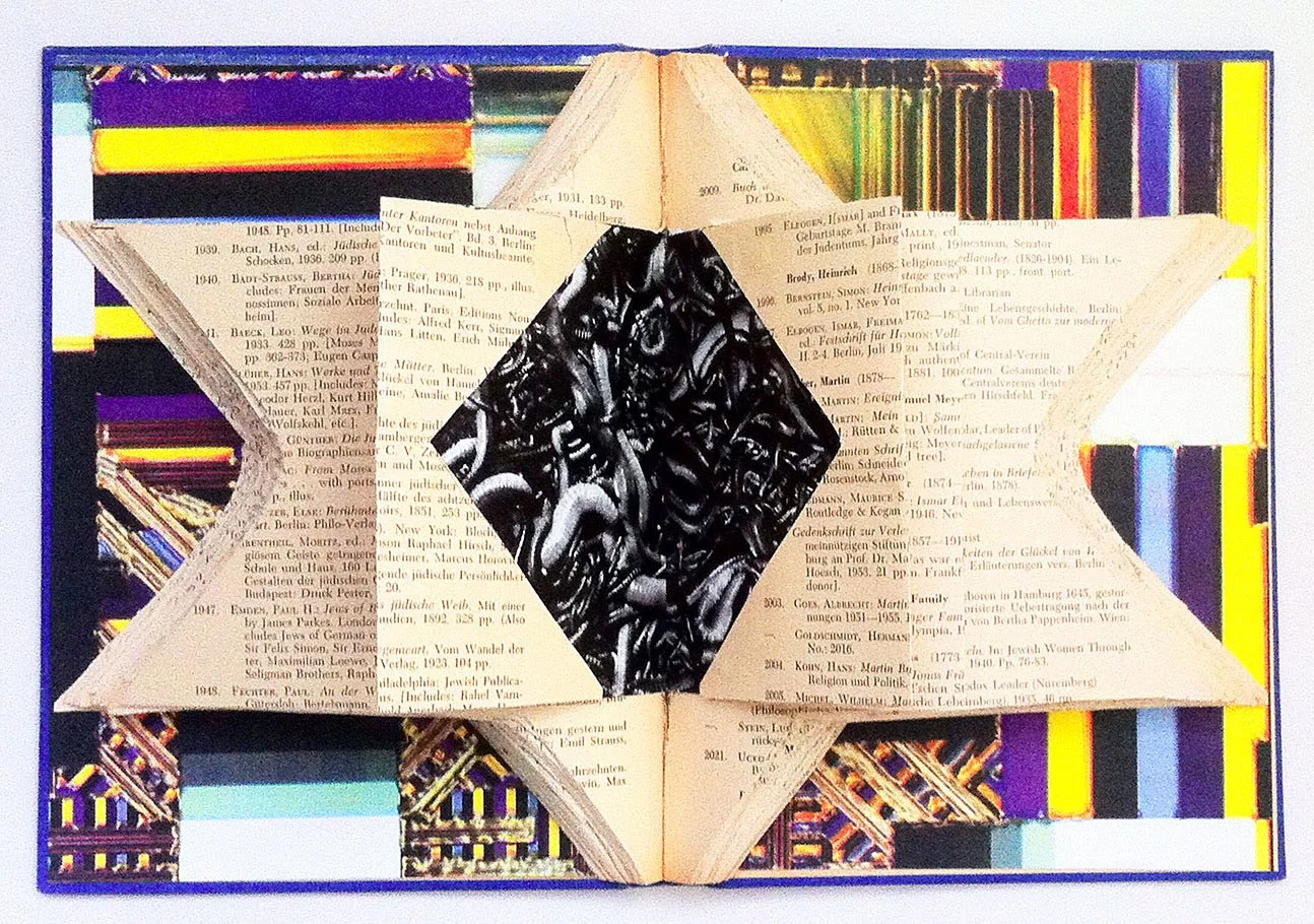 HOLOCAUST , 2015, hand cut book, hand pulled screen print, collage, 30 x 20 cm, private collection N.Y 