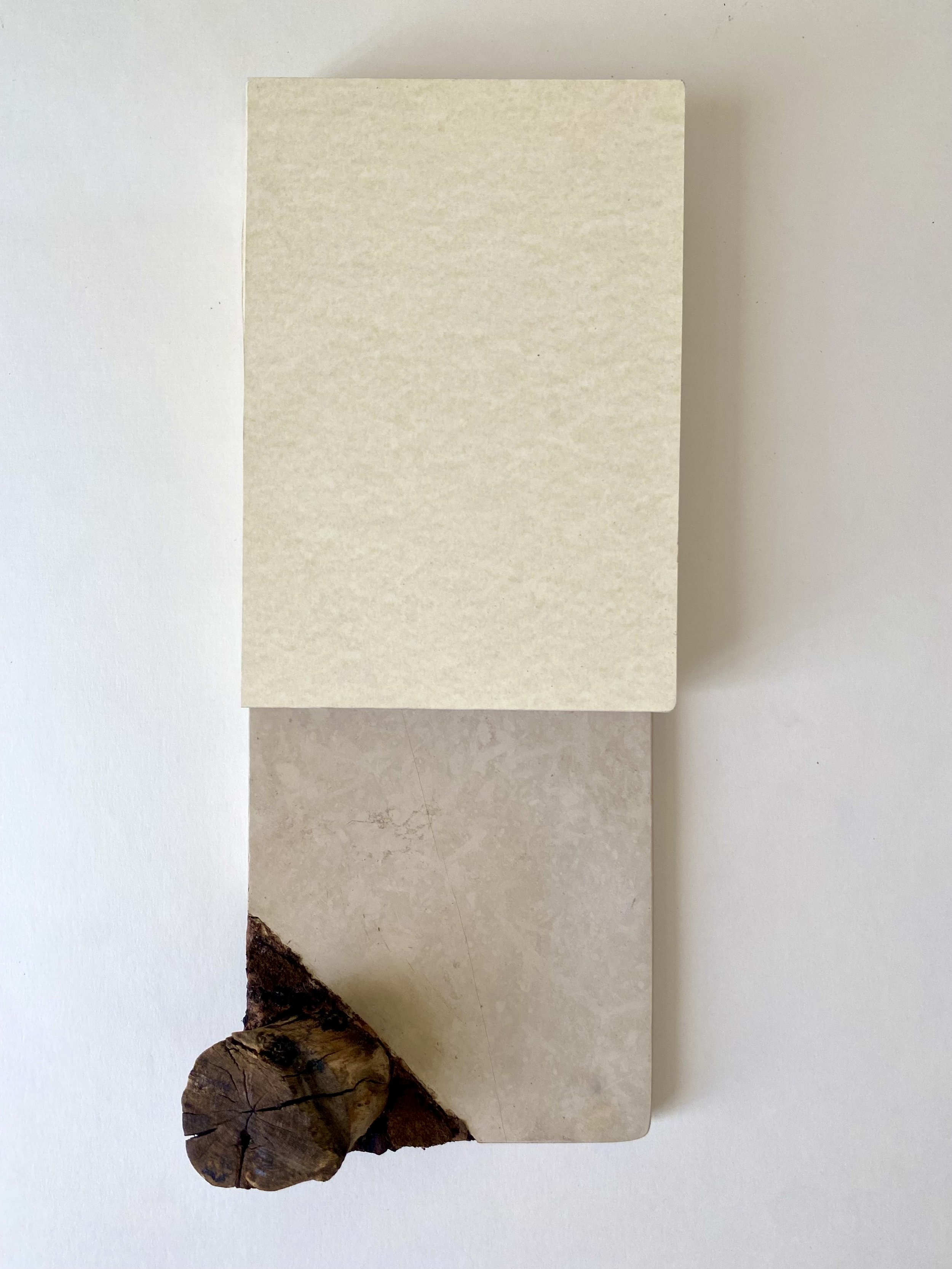 POET'S NOTEBOOK 2026
Handcrafted notebook, marble, wooden branch, clay
30 × 15 × 6 cm
