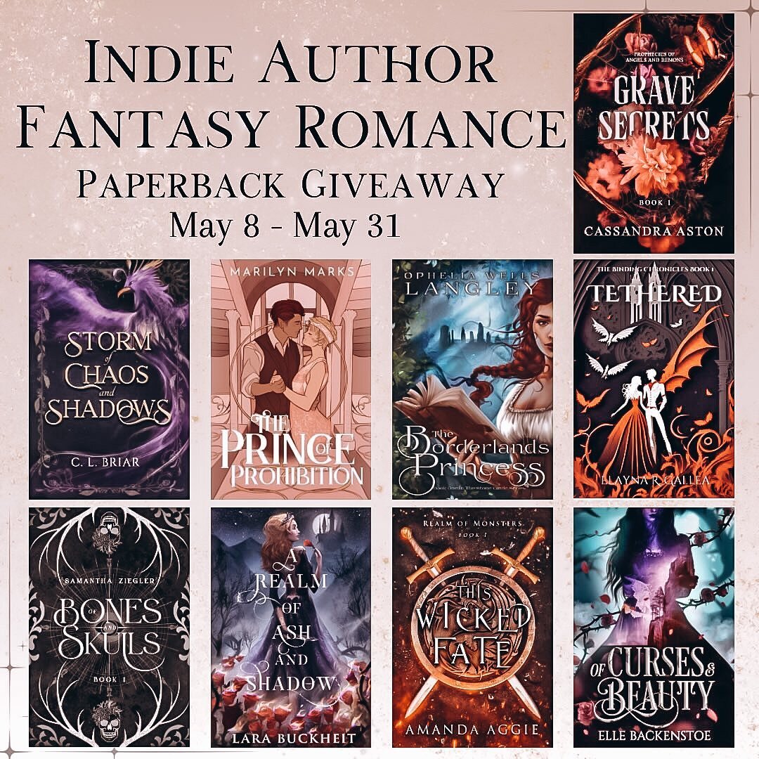 ✨PAPERBACK GIVEAWAY✨

I&rsquo;ve joined with 8 other fantasy indie authors for a paperback giveaway! 𝗢𝗡𝗘 winner will receive 𝗡𝗜𝗡𝗘 paperback books:
- A signed copy of Grave Secrets 
- Storm of Chaos and Shadows + an art print
- The Prince of Pr