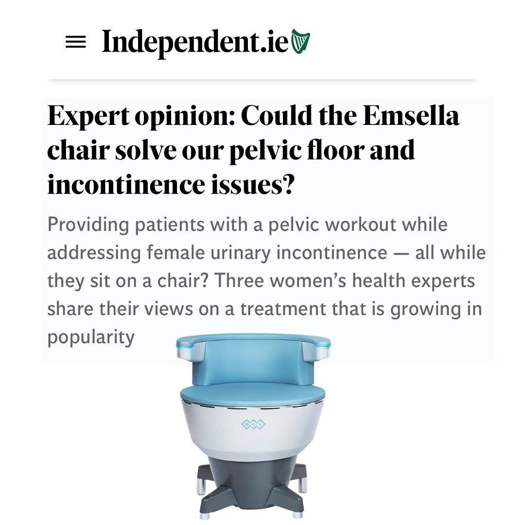 Could the Emsella chair solve our pelvic floor and incontinence issues?⁣
⁣
Audrey Kane asks leading experts Dr. Rita Galimberti, Medical Doctor, Aoife Harvey, pelvic health physiotherapist, and Dr. Gerry Agnew, who specializes in urogynaecology and p