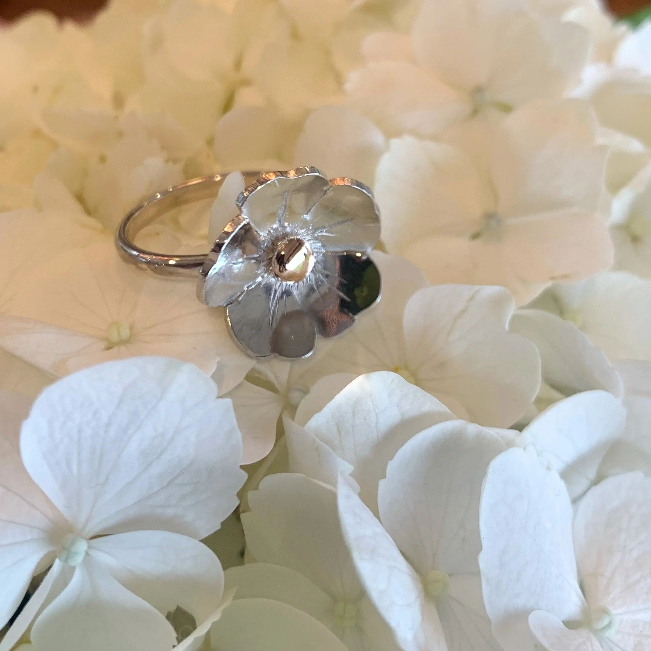 Sterling Silver & Rose Gold Blossom Ring
