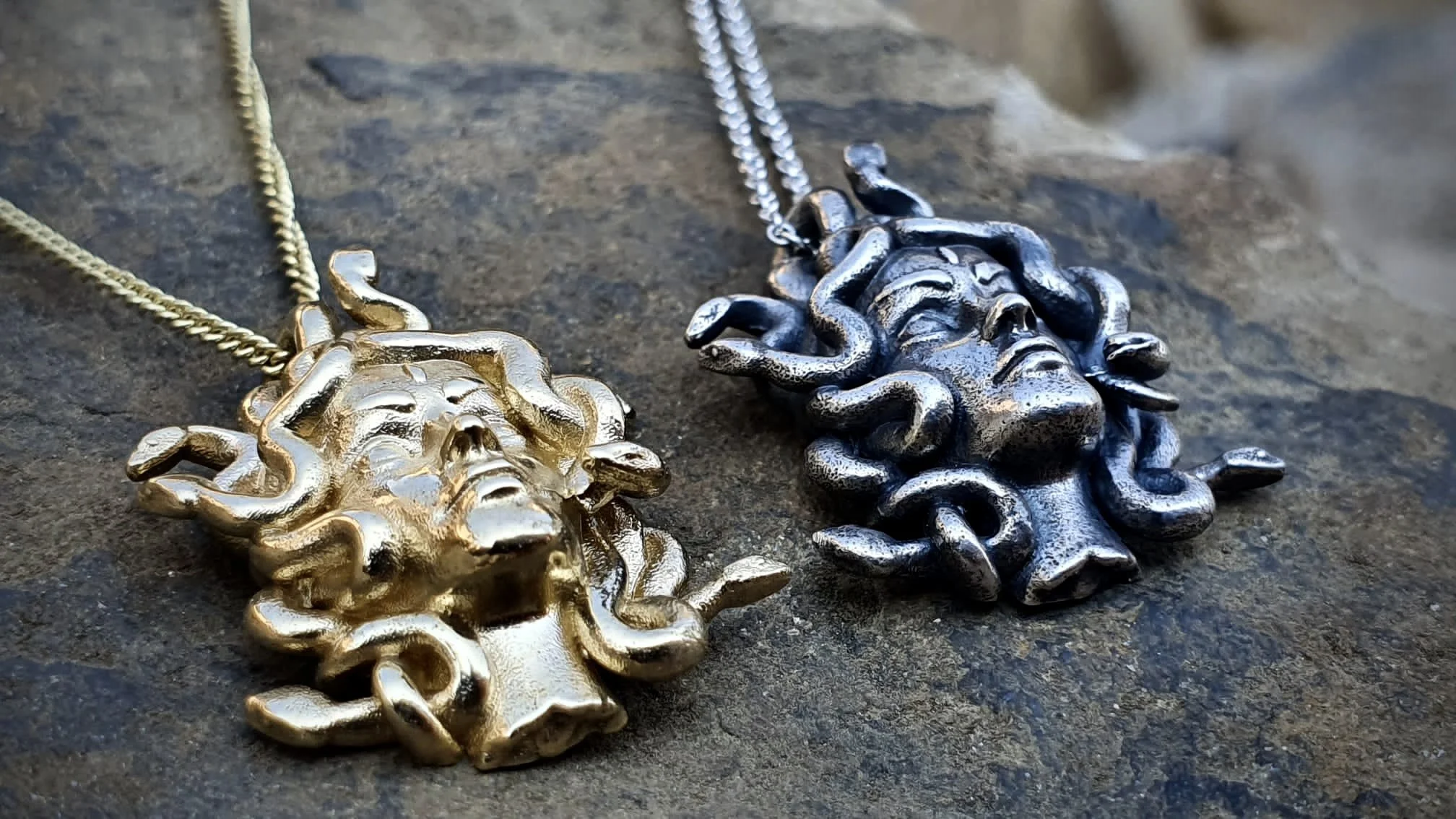 Gold & Silver Medusa Pendants