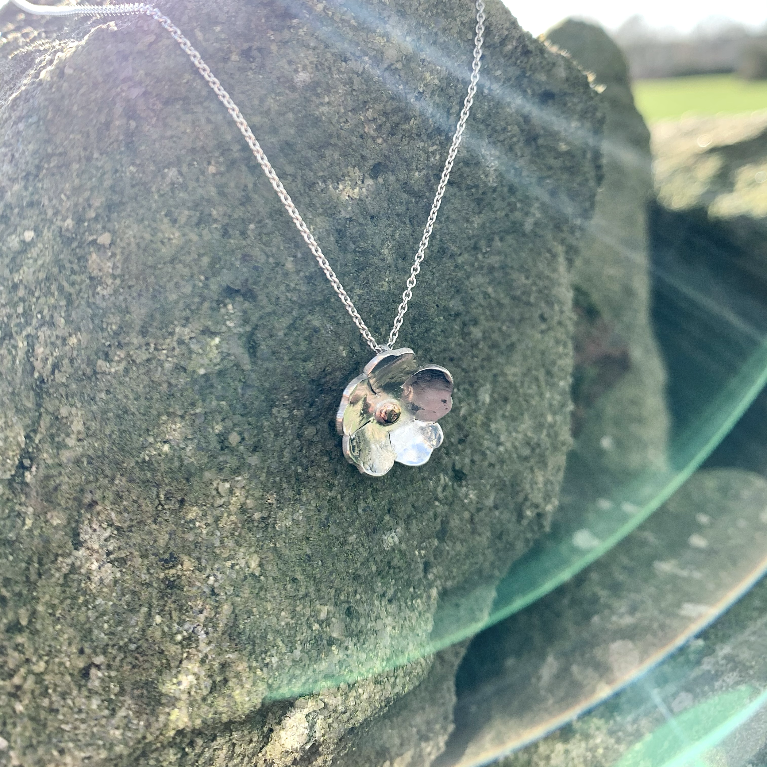 Sterling Silver & Rose Gold Blossom Pendant