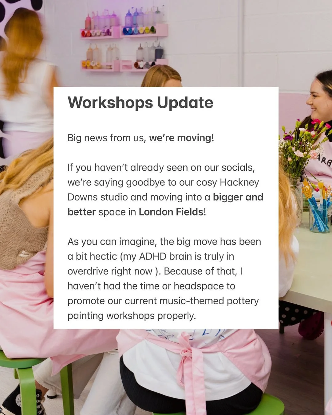 Big update from us, we&rsquo;re saying goodbye (for now!) to our music-themed pottery painting workshops 🩷

They&rsquo;ll be taking a little break, but not gone forever I&rsquo;m promise! 

Make sure you grab a spot before it&rsquo;s too late, our l