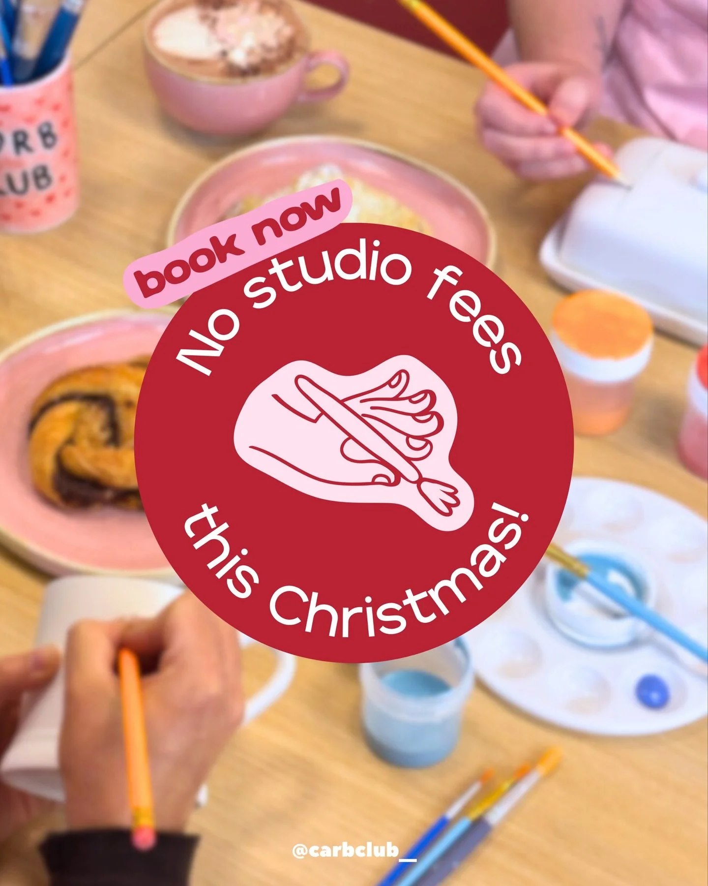 From Tuesday 23rd to Wednesday 31st December, get your studio fee for FREE!

We&rsquo;ll be closed on Christmas Day, Boxing Day, and New Year&rsquo;s Day, but on all other days (except Mondays) we&rsquo;re open from 11am &ndash; 5pm.

So come and get