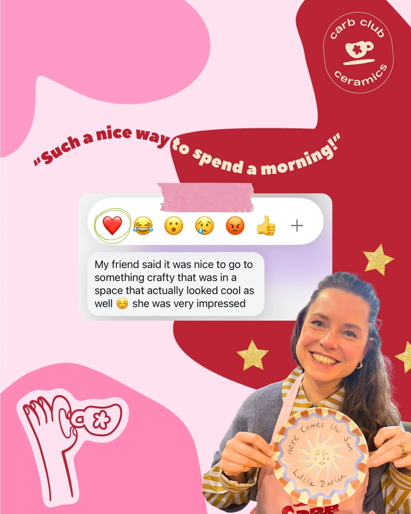 Proof that we&rsquo;re even cuter irl ✨ 

Pottery painting cafe in East London, prices start from &pound;12 plus a &pound;5 studio fee! Book online, walk ins welcome 🩷

📍 Carb Club Ceramics, London Fields, E8 3SE

#carbclub #potterypainting #painti