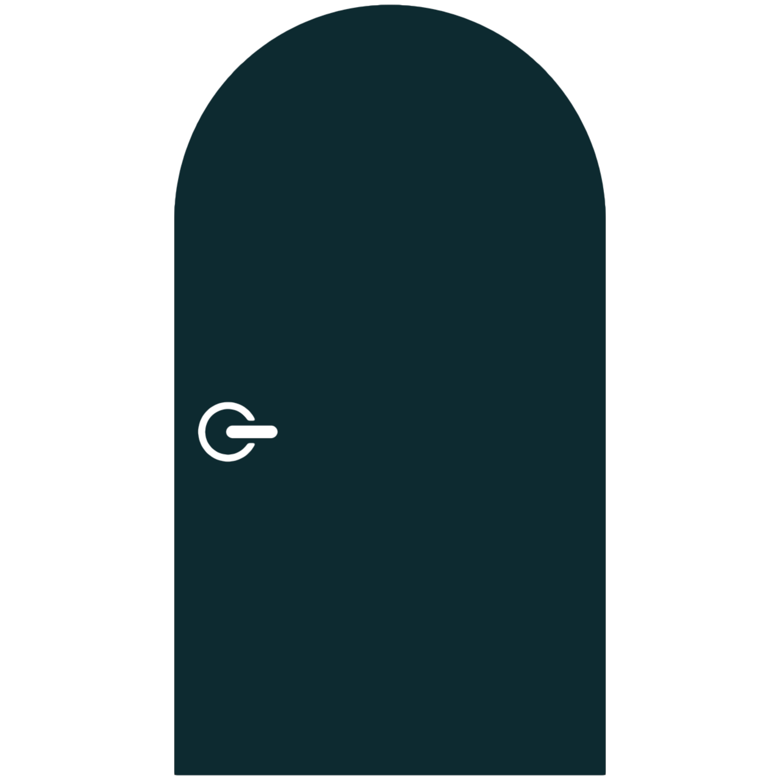 An arched door w/ lever type handle.