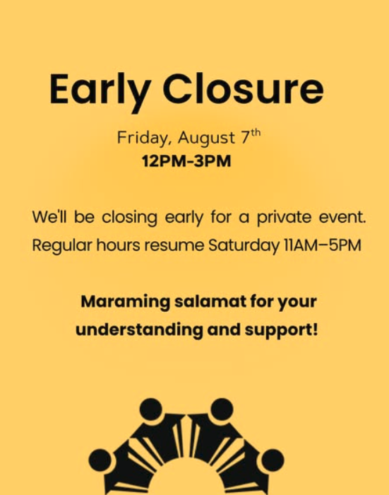 Café Early Closure Fri. 8/7 noon-3pm