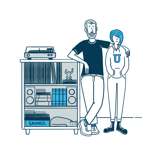  Gen-X Retiree. Dad and college-age daughter. 