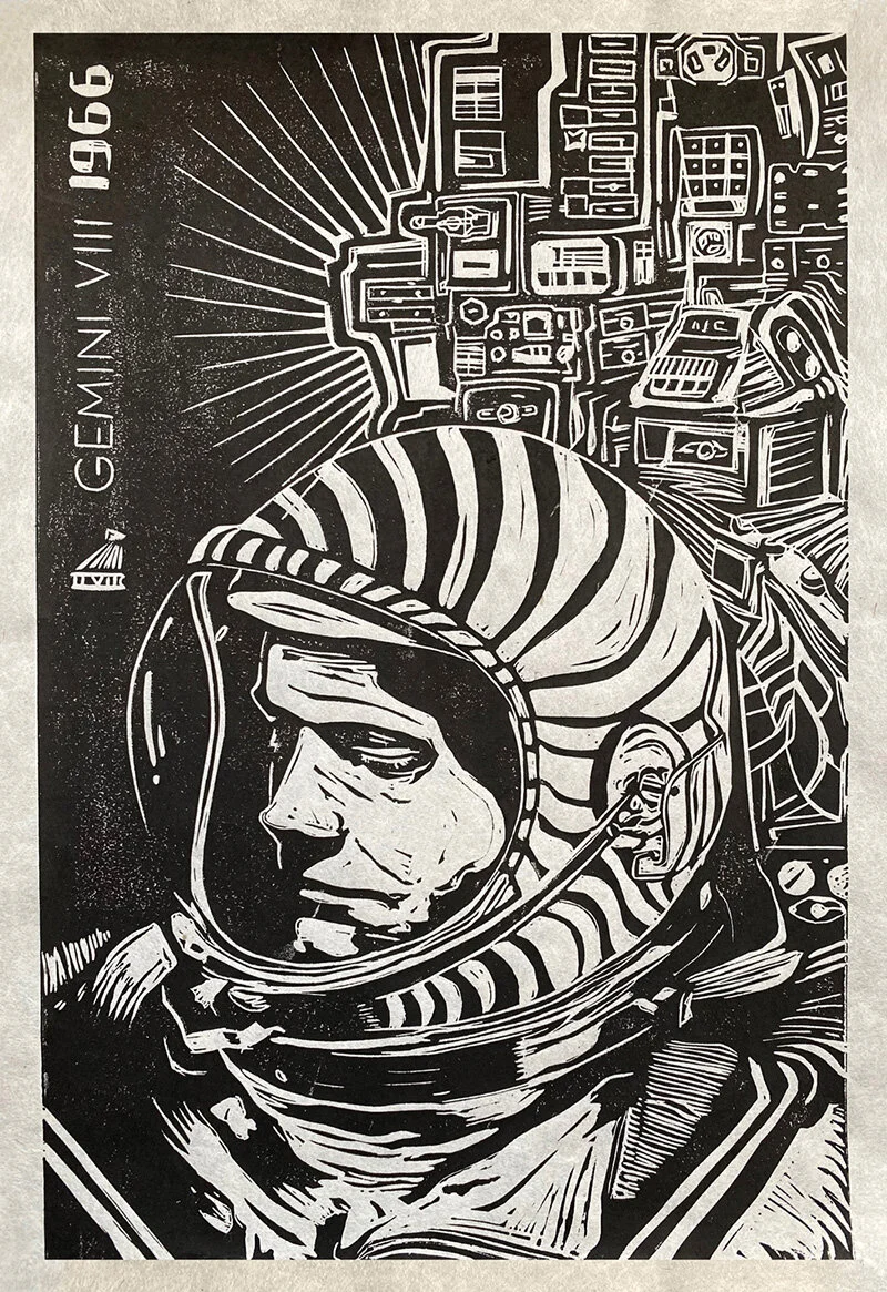 Gemini 8 Linocut Print. 