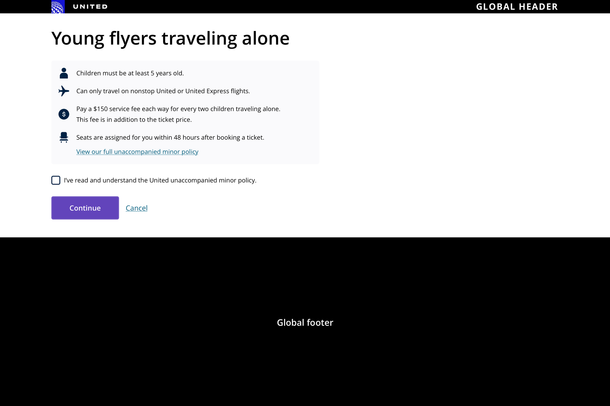 Desktop - UMNR - Young flyers traveling alone policy splash page.png