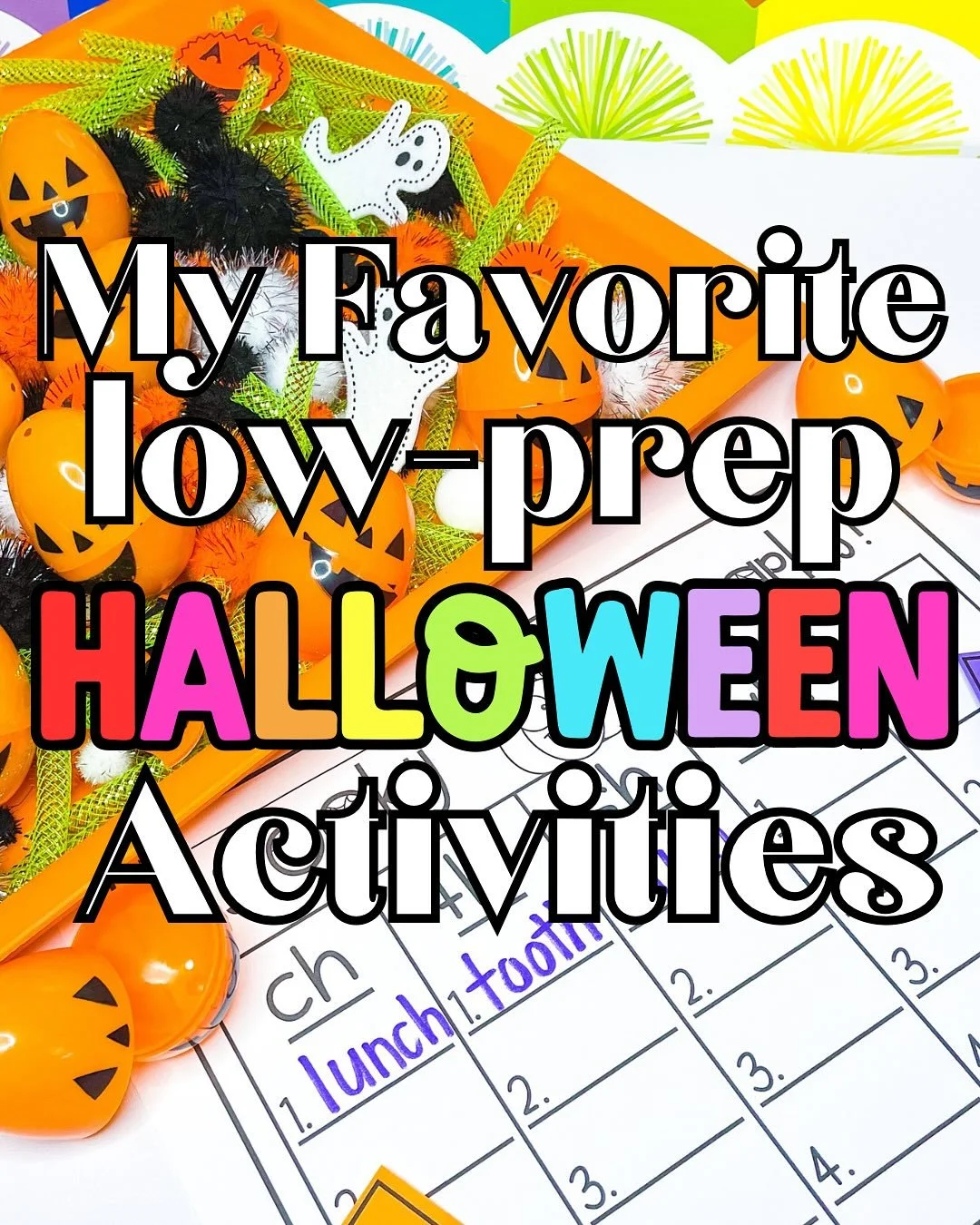 Just a few of my fave low-prep classroom activities for Halloween! Comment BOO and I&rsquo;ll send you the link to my Halloween Activities Blog! 😍🎃