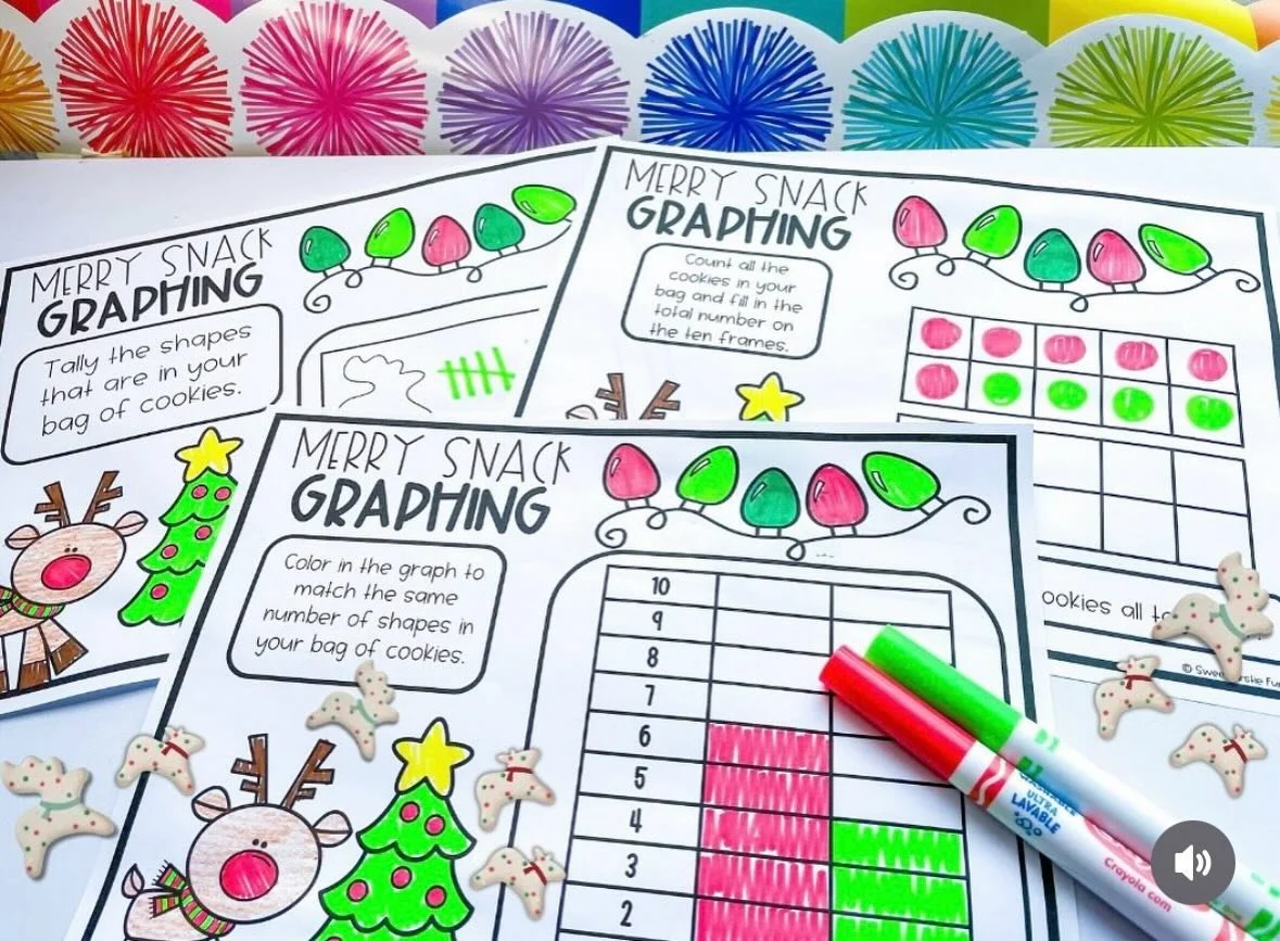 Merry snack math! Practice tallying data, graphing, ten frames, addition and subtraction in a single activity!Comment SNACK and I&rsquo;ll send it to you!

Don&rsquo;t forget to add the Mother&rsquo;s Iced Animal Cookies in reindeer shapes to your gr