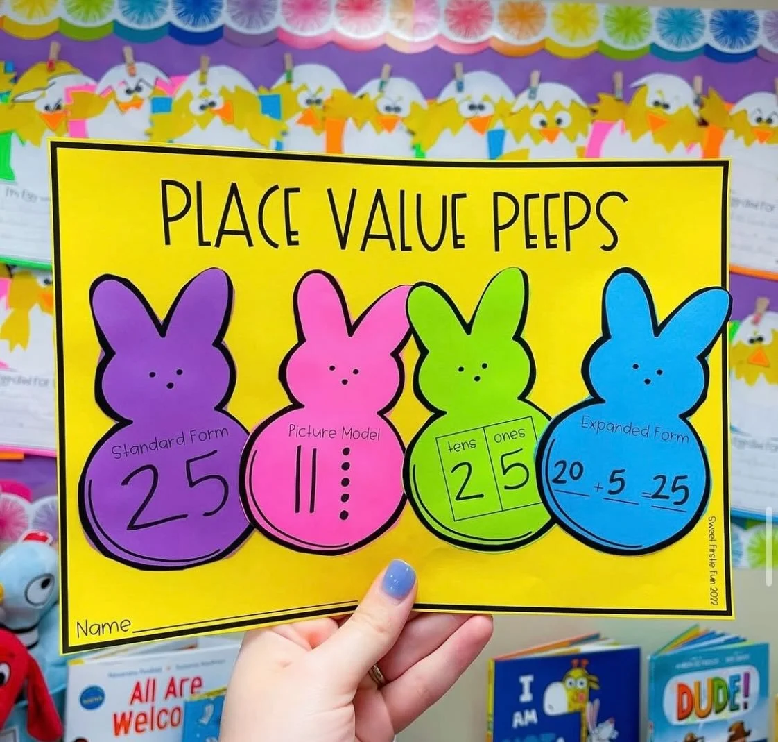 It&rsquo;s PEEP season!!! Bring Peeps into your classroom, but make them Place Value Peeps!

Roll some dice to get your special number, and represent it 4 ways! This activity comes with more number representation options, and it also includes the opt
