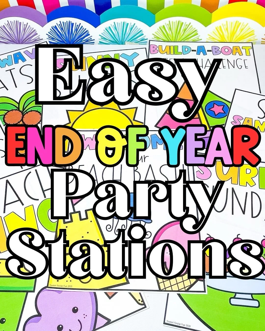 End of year party made easy!! Drop the word PARTY below and I&rsquo;ll send you these fun beach party stations! 

#firstgradeclassroom #kindergartenclassroom #endofyearparty