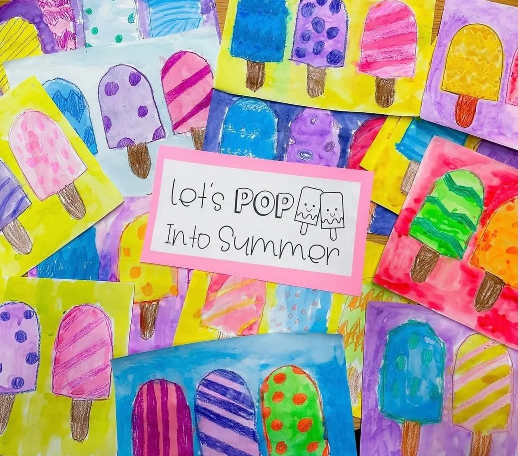 Here&rsquo;s a cute and fun little art project to do on those last few looooong days of school if you haven&rsquo;t had your last day yet! 

I made my own popsicle tracers (out of file folders), and had students trace the popsicle on their paper 3 ti