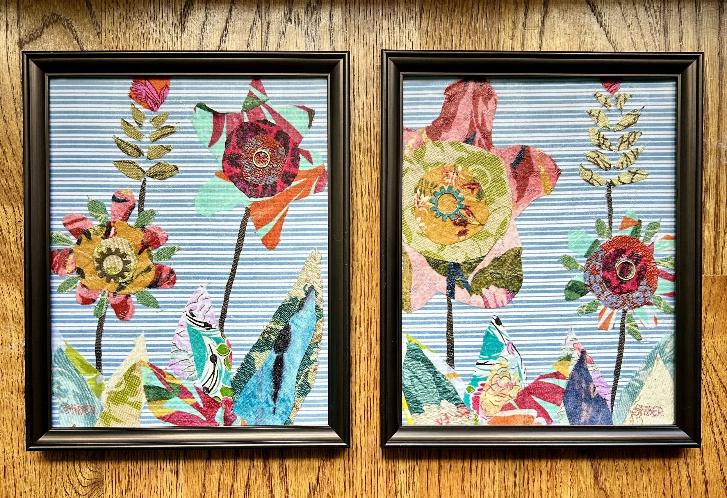 Floral Fabric Collage No. 6 & 7