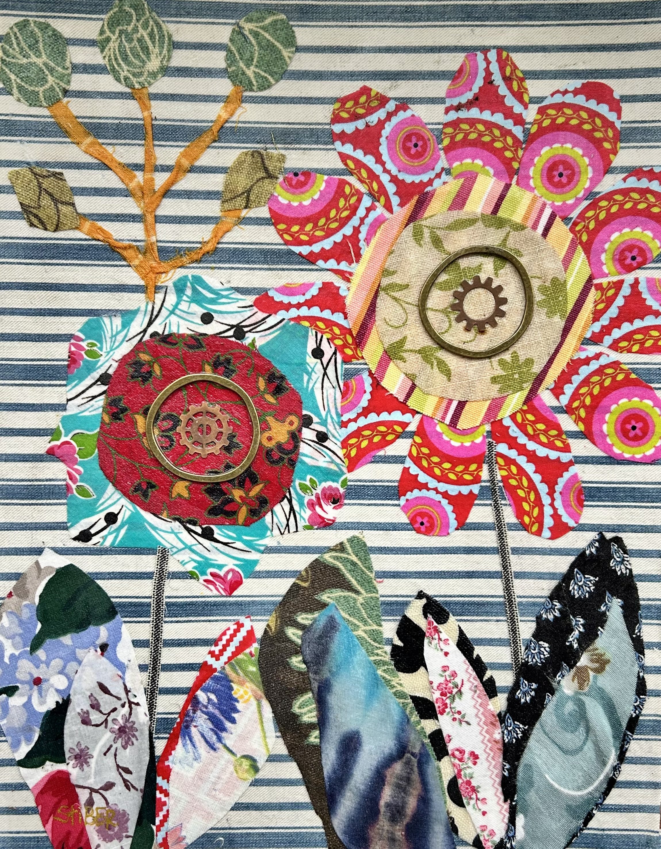 Floral Fabric Collage - 8x10