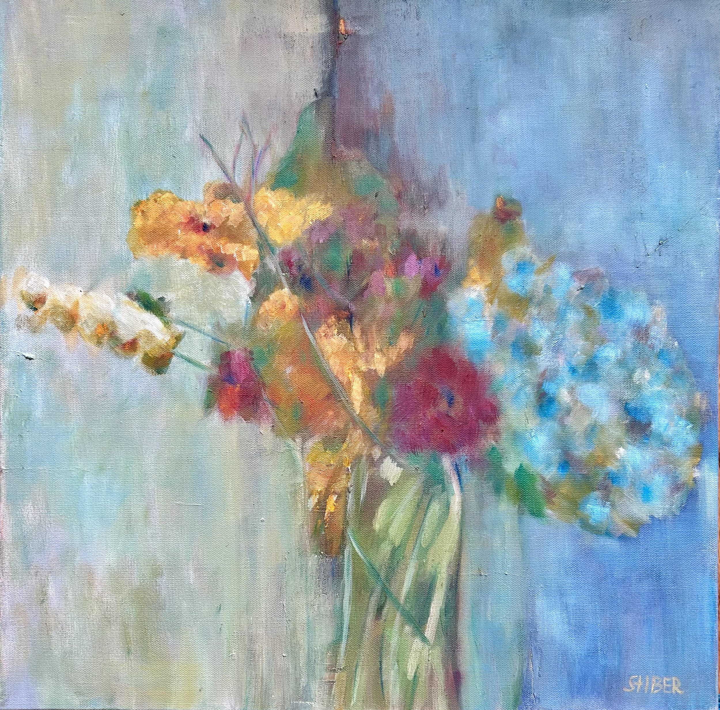 Suspended Bloom 20x20" Oil