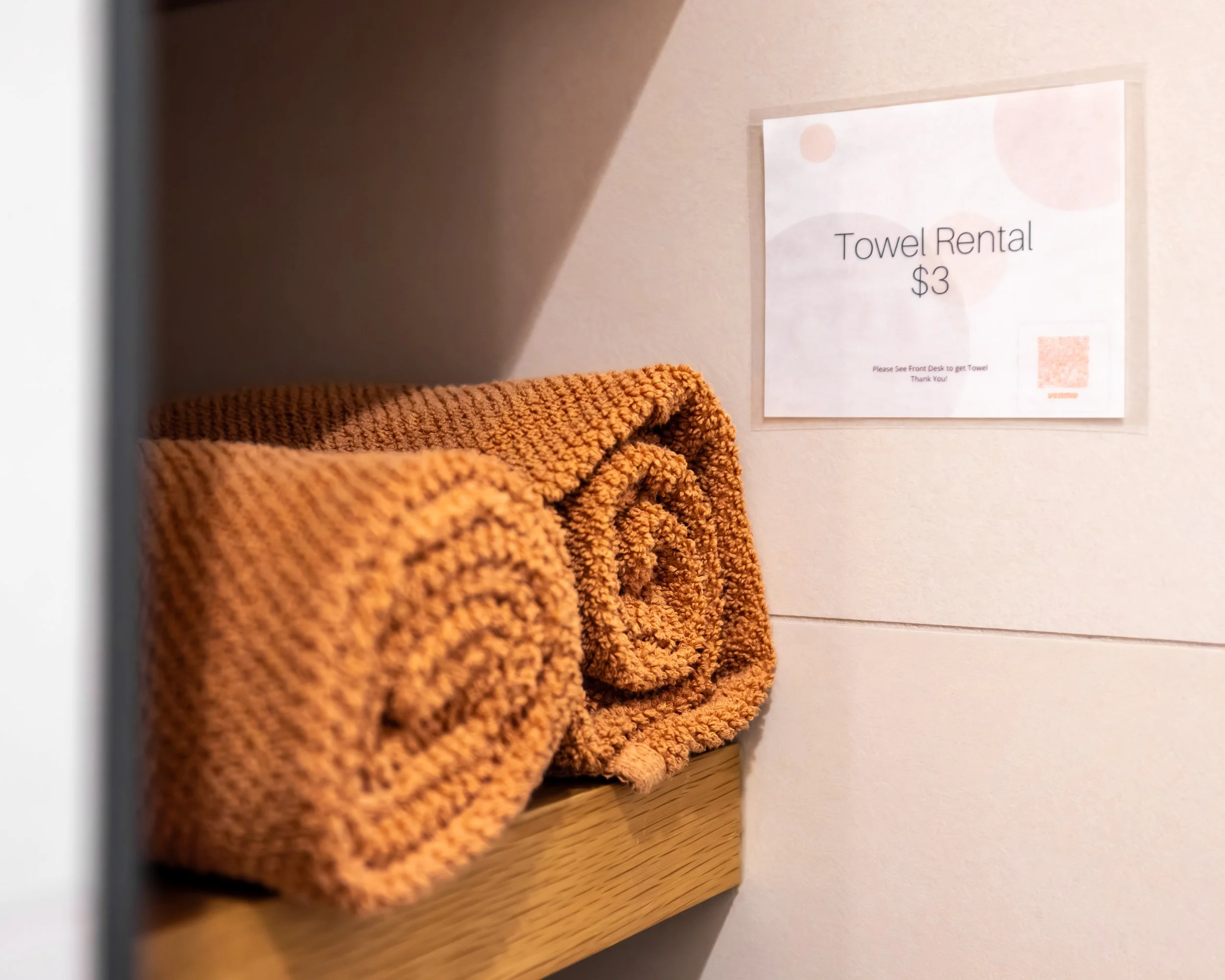 Towels available for $3 rental