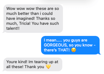 A screenshot of a text message conversation expressing admiration for someone's talent and appearance.