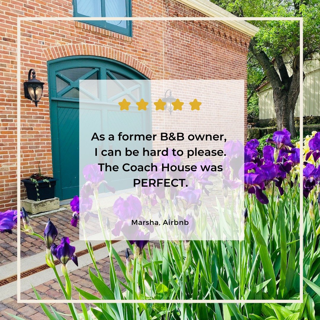 ⭐⭐⭐⭐⭐ Check out our latest 5-star review!

&ldquo;As a former B&amp;B owner, I can be hard to please. The Coach House was PERFECT, as was our host. The place is immaculate, comfortable, decorated just right. Beds, linens, and towels were all like new