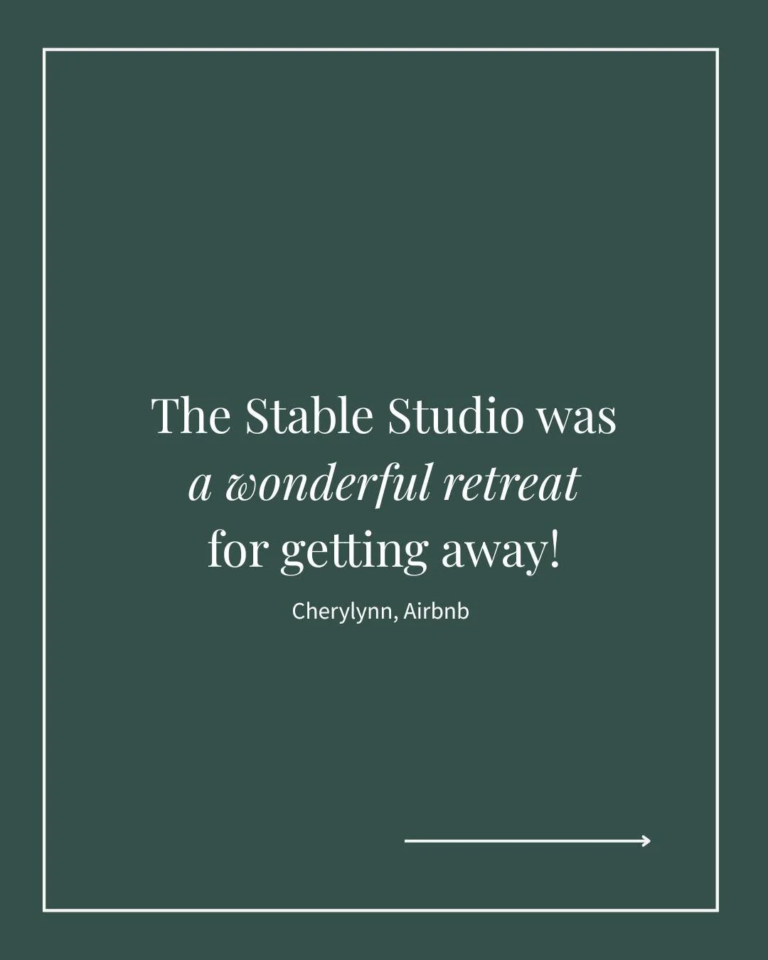 ⭐⭐⭐⭐⭐ We love it when our guests let us know how much they enjoyed their stay!

&ldquo;The Stable Studio was a wonderful retreat for getting away! Very quiet, spotlessly clean, and cozy. A quick walk or drive to Main Street. Our host thought of every