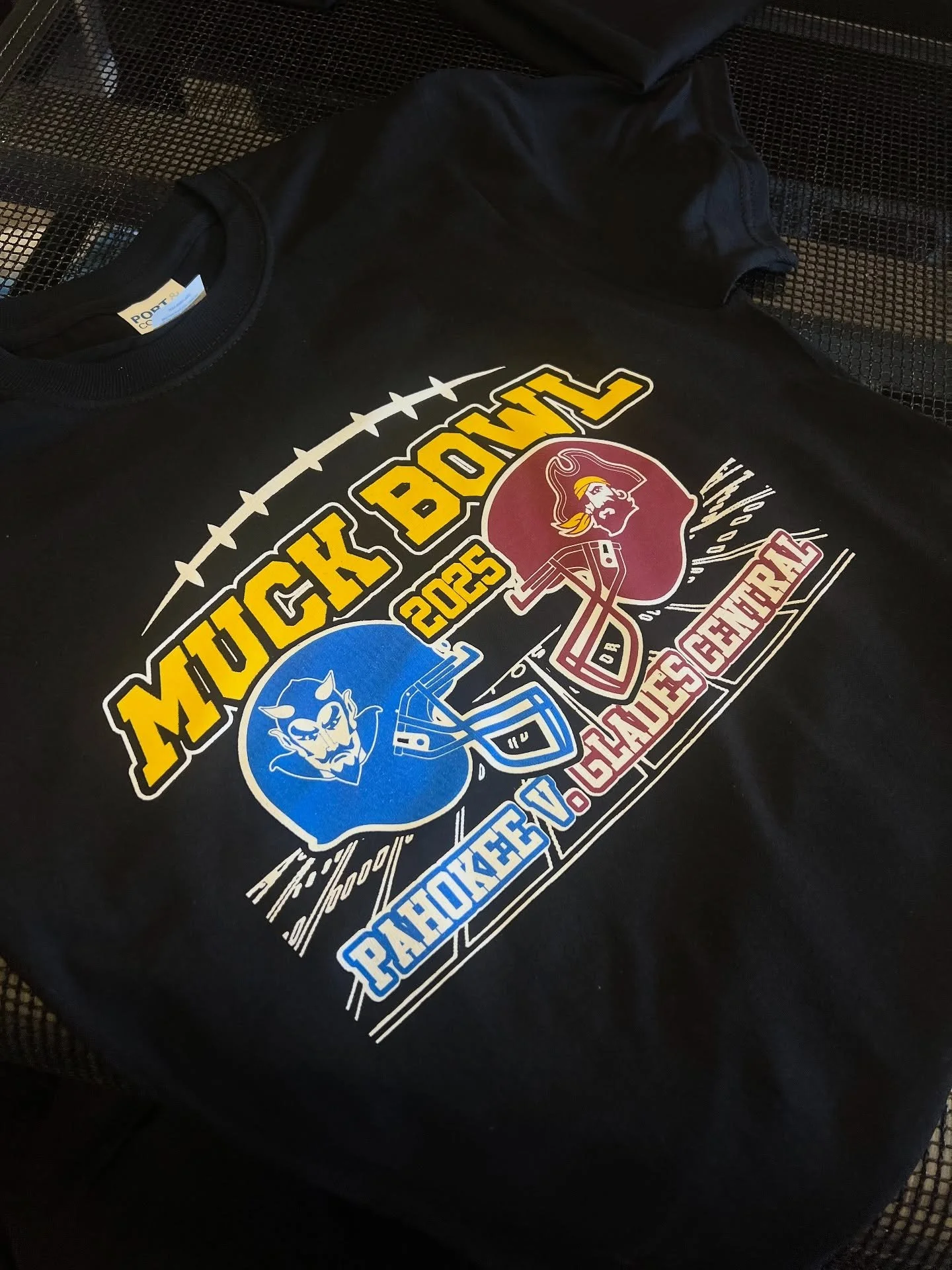 T-Shirts designed by @generationts1 for the Pahokee v Glades Central annual Muck Bowl Game. 🏈