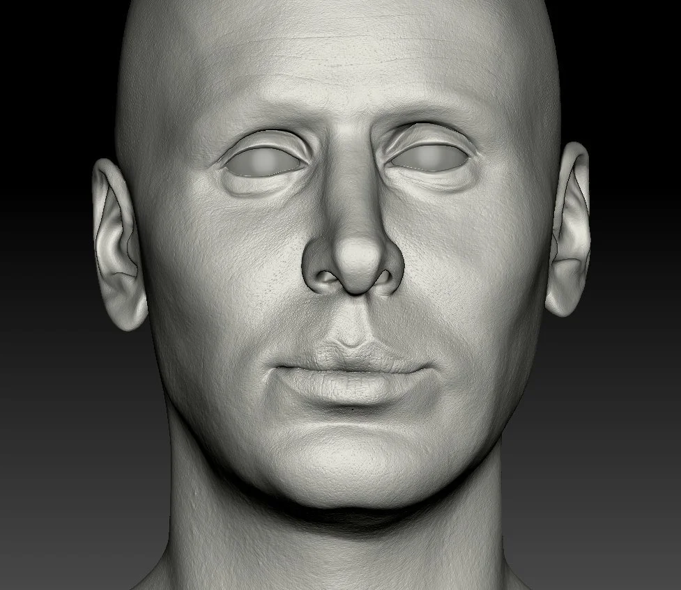 Work-in-progress 3D sculpt of Sam Altman by Shavonne Wong, created for the digital artwork ‘Panopticon,’ exploring surveillance, AI power, and visibility in tech culture.