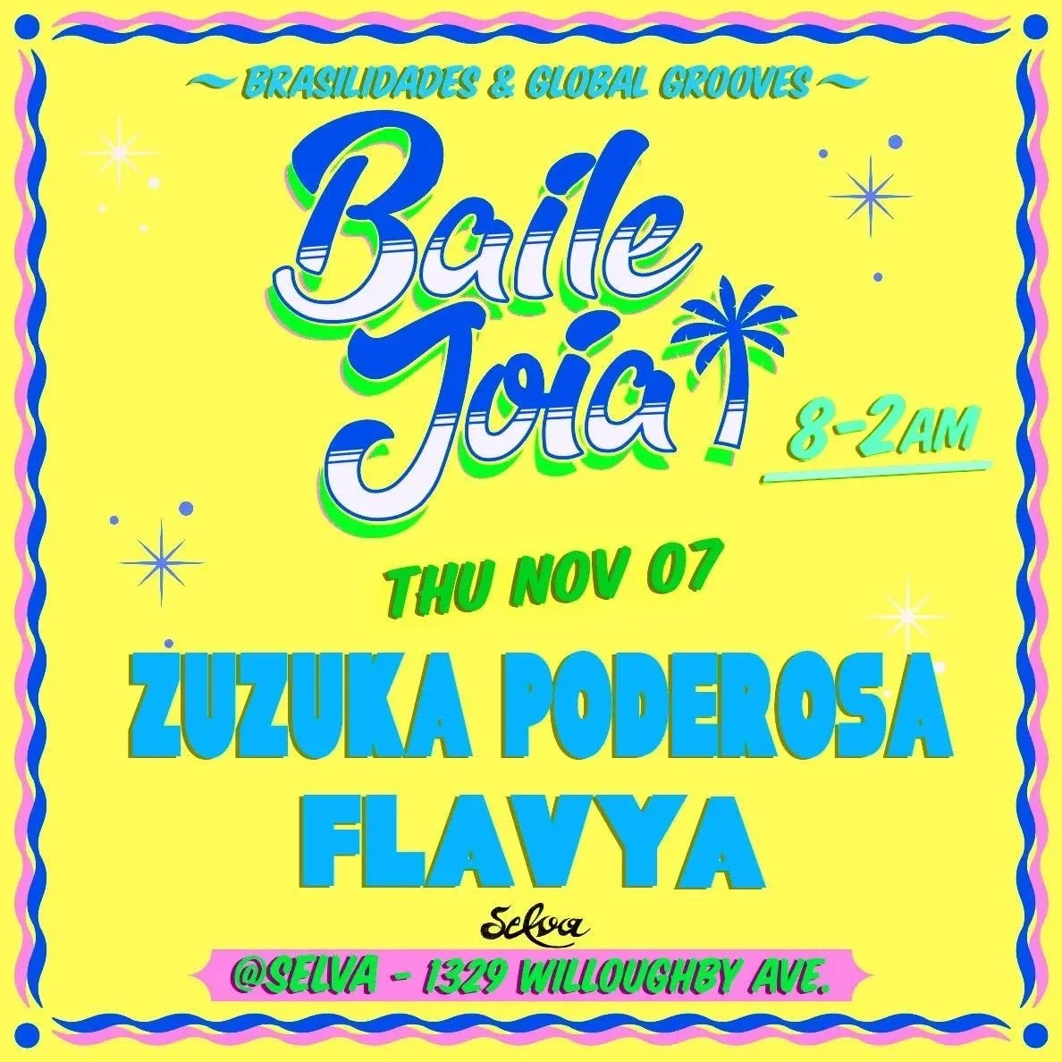 @bailejoia at @selva_nyc is a free party celebrating Brazilian, Latin, African and other global grooves once a month on a Thursday - from 8pm-2am. 

Come vibe to the DJ sets of @djflavya &amp; @zuzukapoderosa this Thursday, November 7th.

Our mission