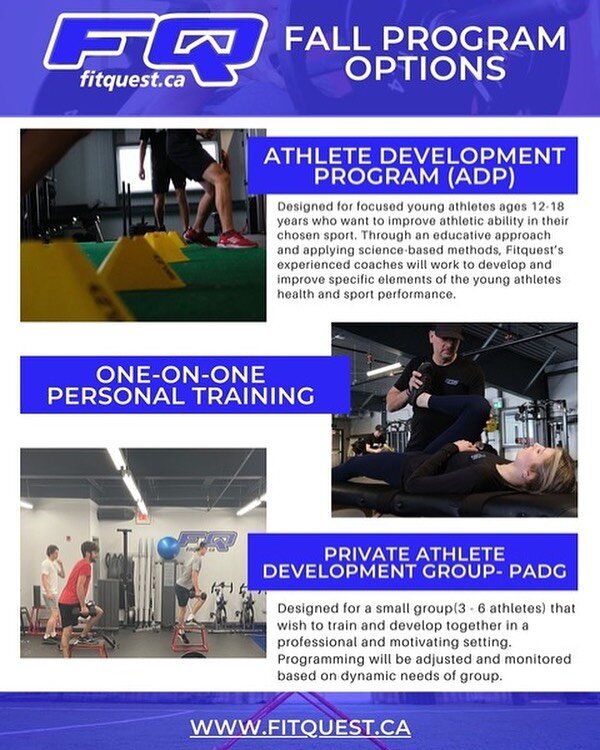 If it&rsquo;s In-season or Off-season we have some great options to continue train and develop.  Check out our scheduled programs on website or contact us at programs@fitquest.ca to find out more information.  #prepare to compete.