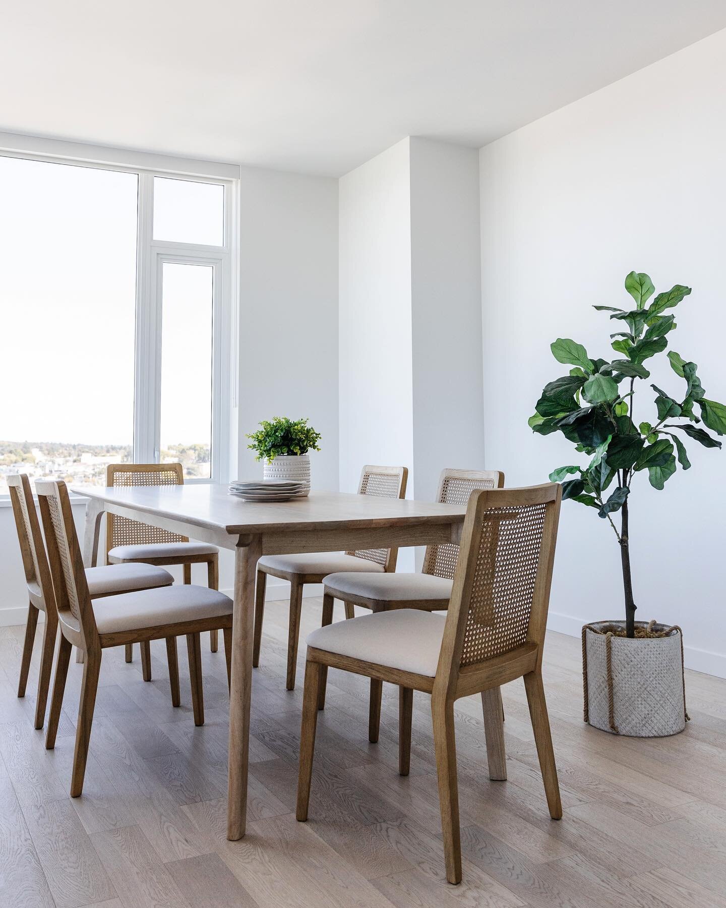 When we choose furniture for Avenue One, we love a timeless style, this dining set is a beautiful mix of modern and contemporary influences. Made with acacia wood and clean lines, it brings a lasting warmth to this beautiful bright space.  And the Ra