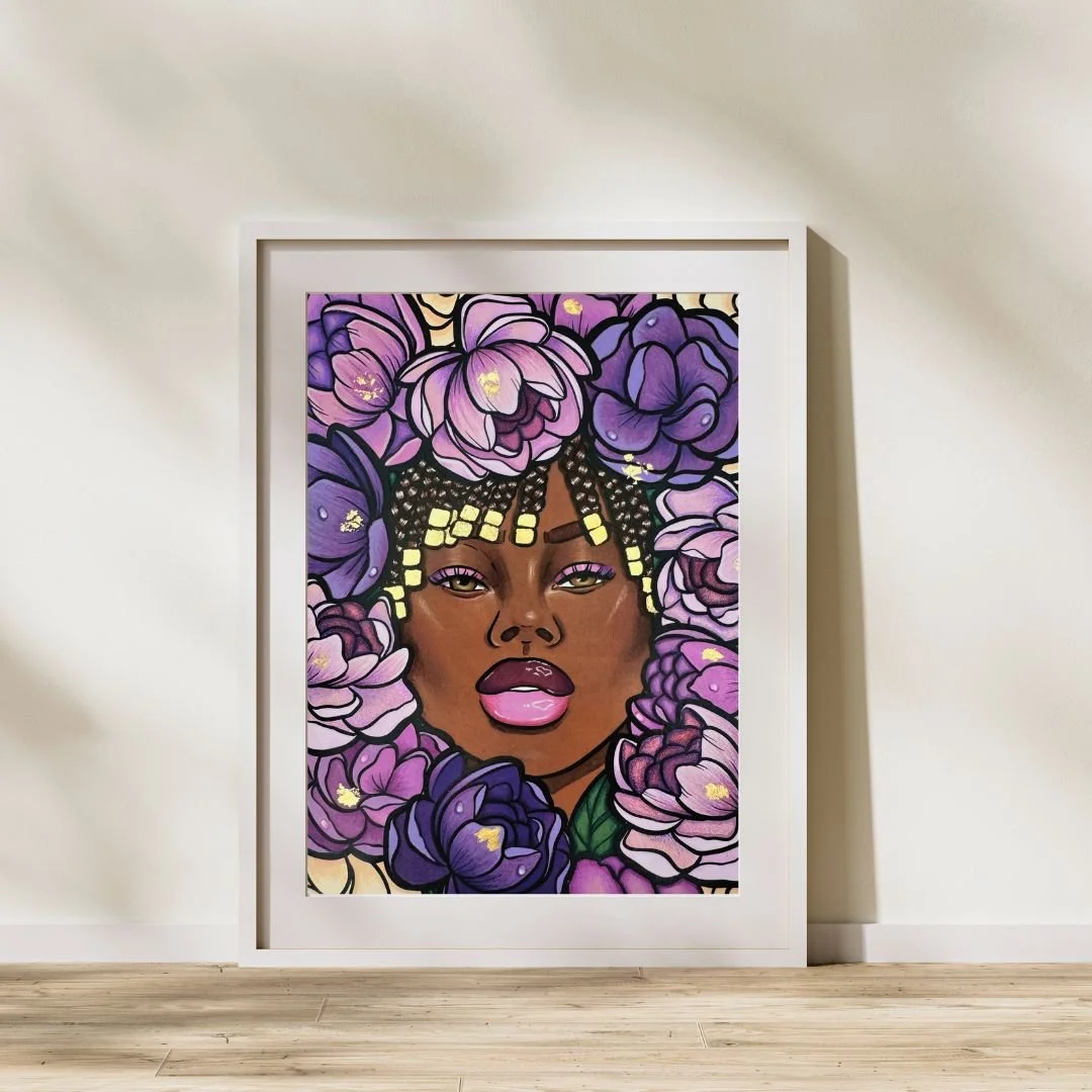 Femme in Fleur Coloring Art Print