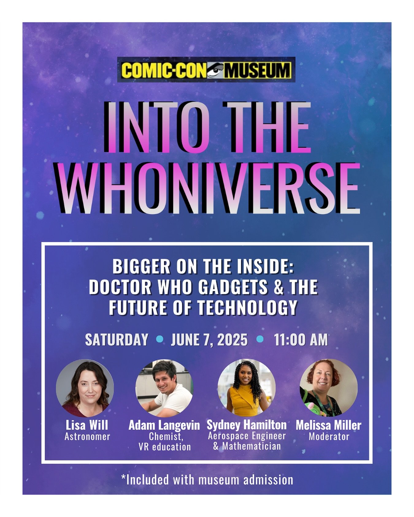 I&rsquo;m so excited to be part of Comic-Con Museum&rsquo;s &ldquo;Into the Whoniverse&rdquo; series! 🪐

Catch me on the &ldquo;Bigger on the Inside: Doctor Who Gadgets &amp; the Future of Technology&rdquo; panel this Saturday, June 7 at 11AM 🕚 whe