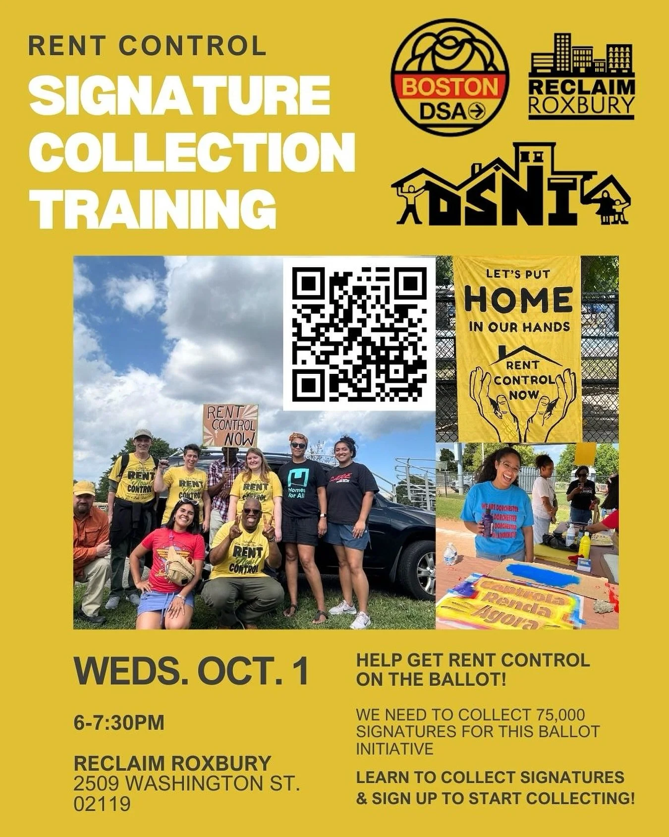 Roxbury &mdash; this is our chance! 

We need 75,000 signatures to put rent control on the ballot &mdash; and it starts with us. Reclaim Roxbury, @dsniorg and @boston_dsa are teaming up for a signature collection training to help our community get in