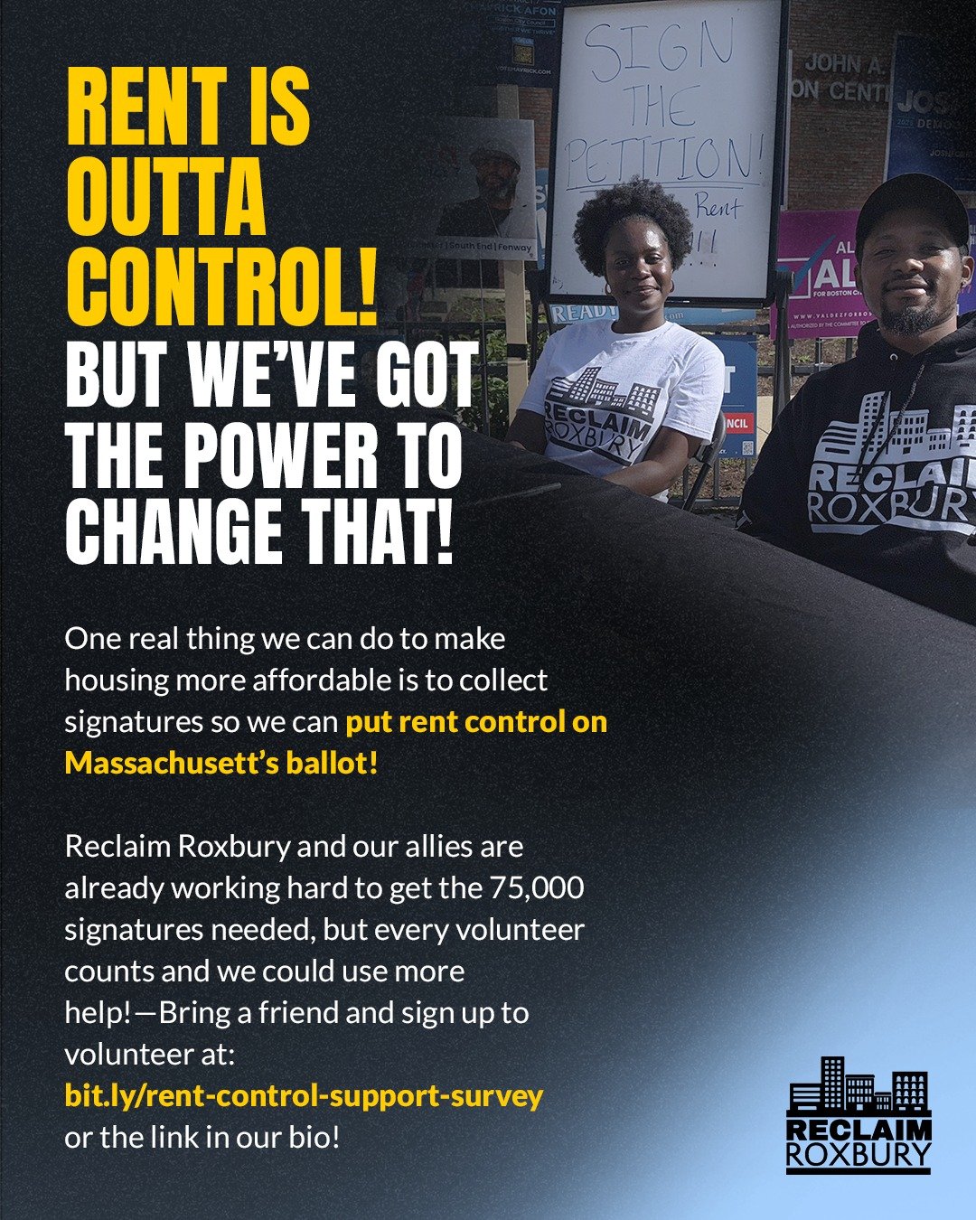 Y&rsquo;all, this is our moment. Rent is outta control, and we&rsquo;ve got the power to change that &mdash; but we can&rsquo;t do it without YOU. ✊🏾 We&rsquo;re collecting signatures to put rent control on the ballot, and we need hands, voices, and