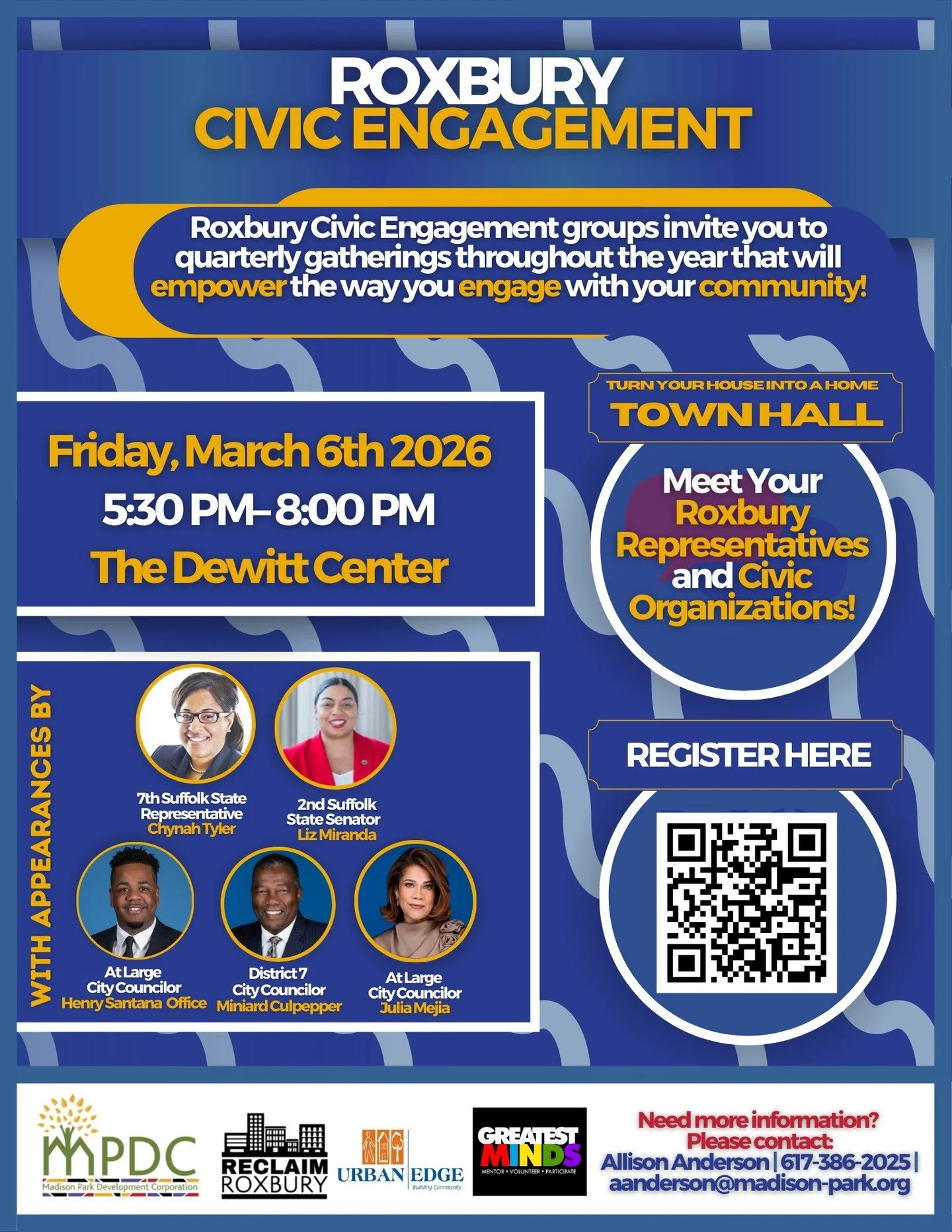 📣 ROXBURY &mdash; THIS FRIDAY!
Our Town Hall is just 2 days away, and you don't want to miss who's going to be in the room:

🔹 @repchynahtyler 
🔹 @senatorlizmiranda 
🔹 The office of @clr.henrysantana 
🔹 @councilorculpepper 
🔹 @juliaforboston 

