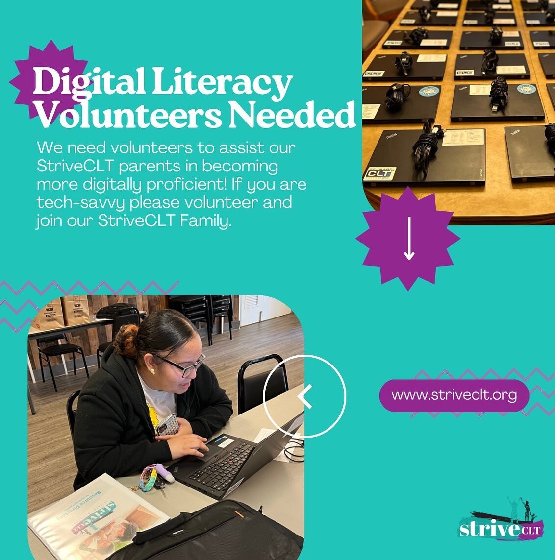 Are you tech-savvy? StriveCLT is looking for Digital Literacy Volunteers!

If you are tech-savvy, familiar with internet navigation and searches, G-Suite, or Microsoft? If you answered yes to any of these then this is the volunteer opportunity for yo