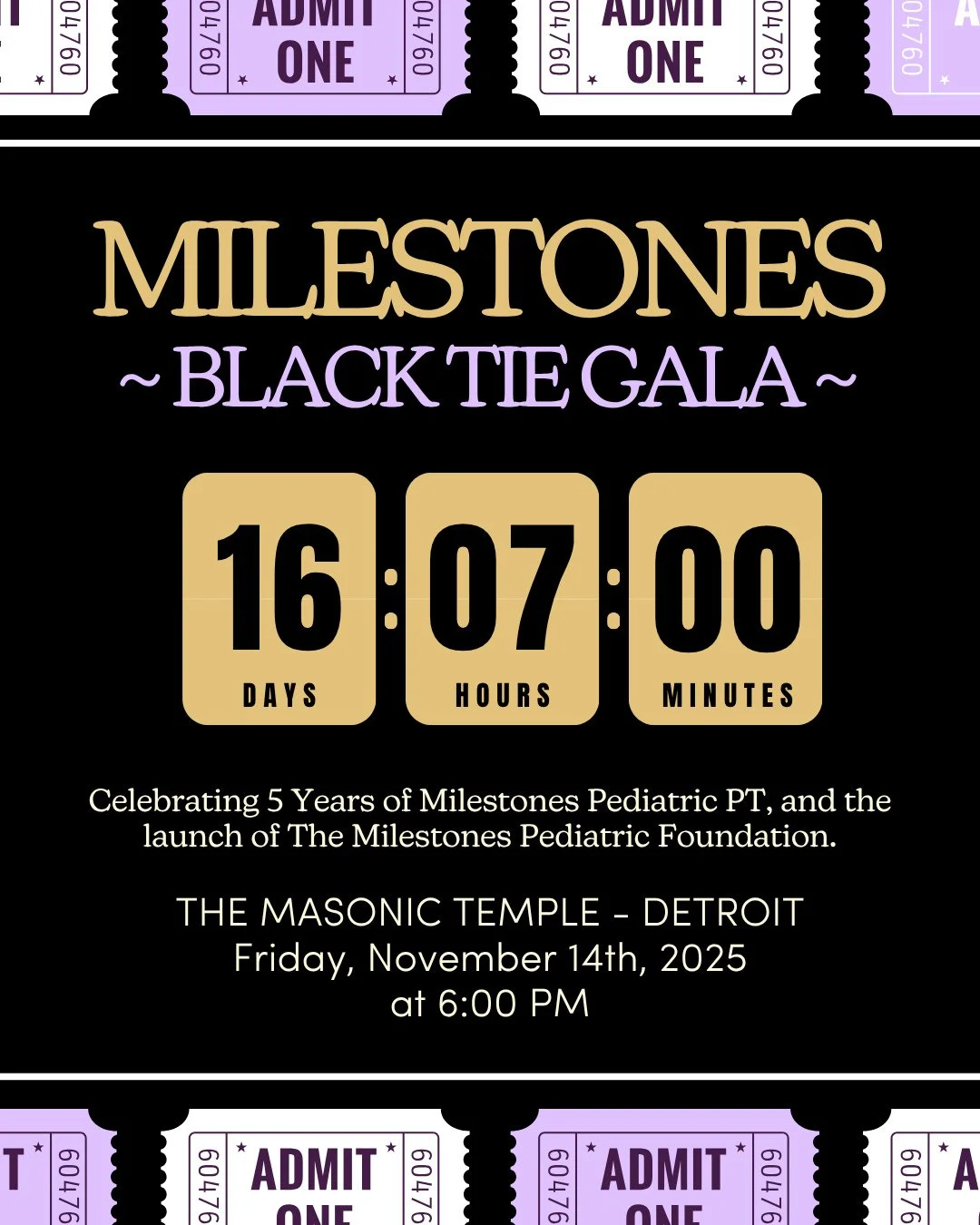 The countdown ⏰️ is on! Only 16 days until the Milestones Black Tie Gala! 💜🥂⁠
⁠
Don&rsquo;t wait to secure your tickets and join us for an unforgettable evening that supports children in need of physical and occupational therapy services.⁠
⁠
✨️ Fri